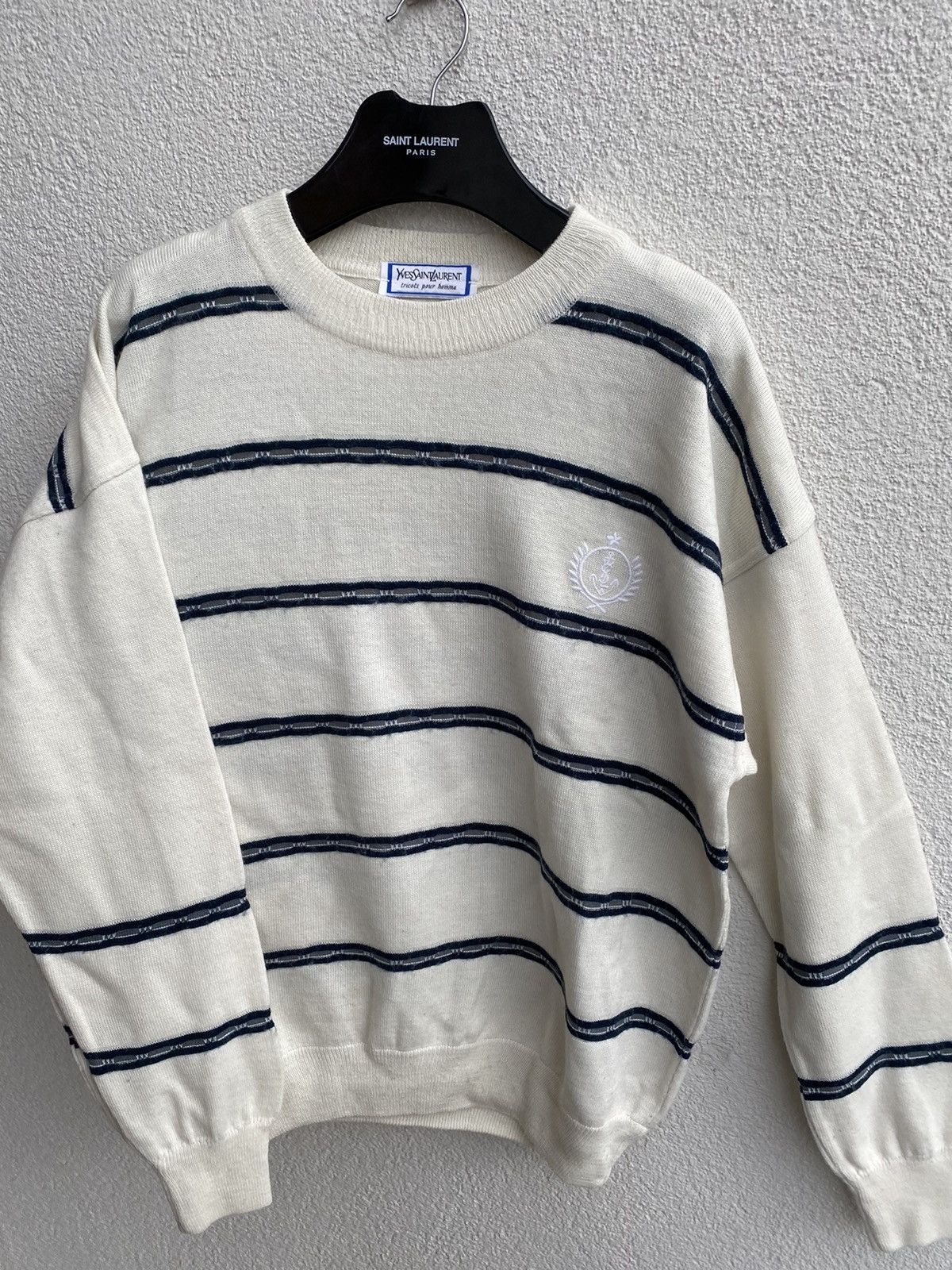 Yves Saint Laurent 90’s Wool YSL Sweater Cream White Size US L / EU 52-54 / 3 - 5 Thumbnail