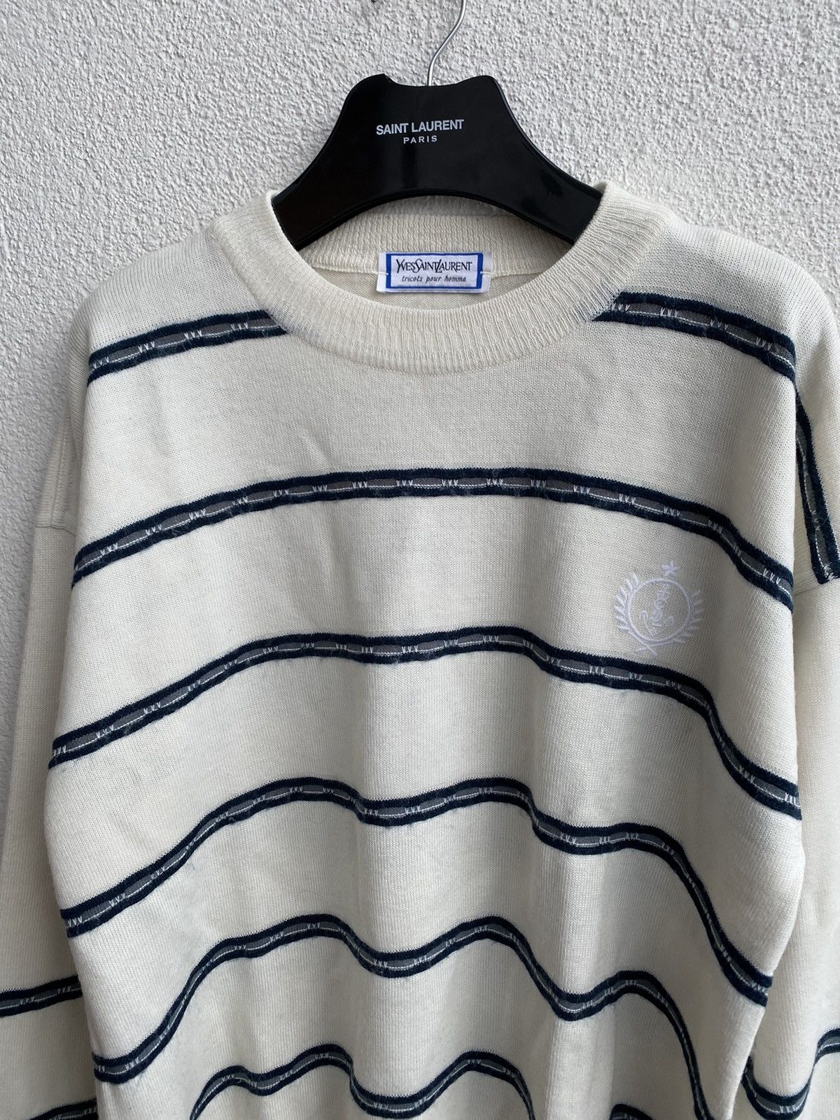 Yves Saint Laurent 90’s Wool YSL Sweater Cream White Size US L / EU 52-54 / 3 - 19 Thumbnail