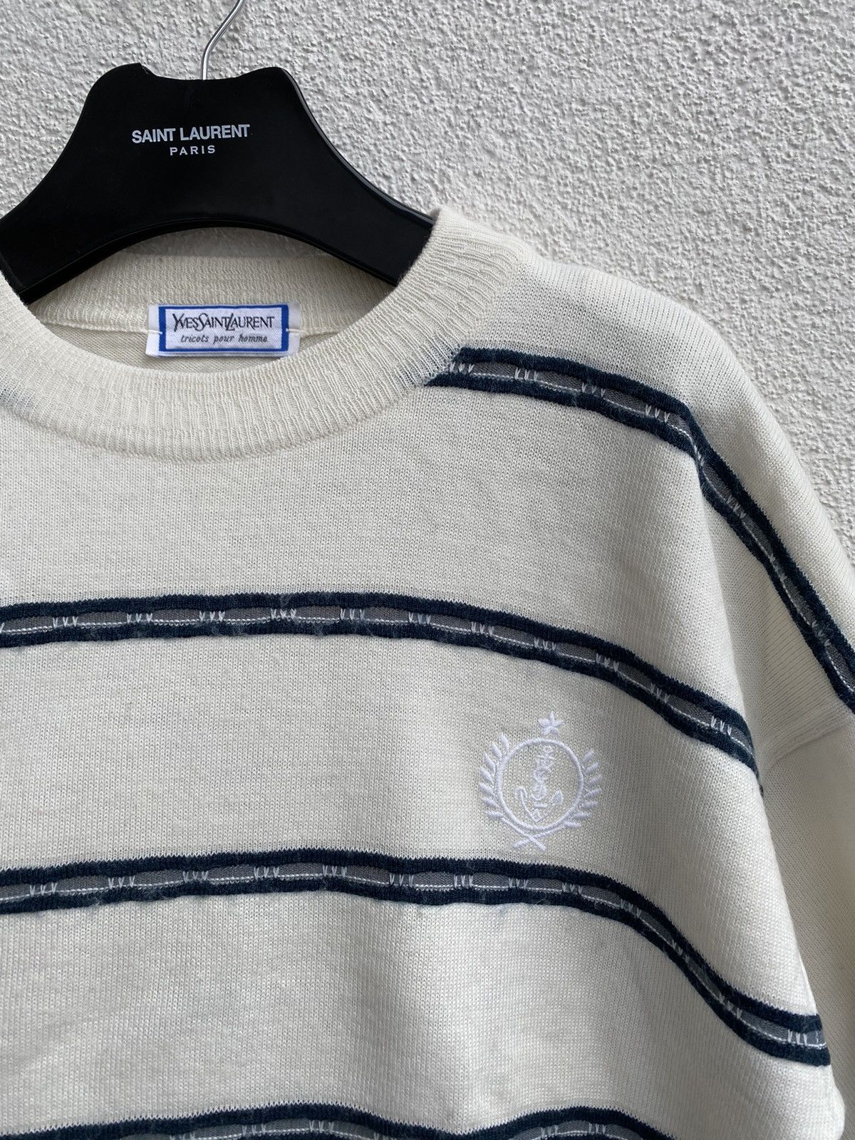 Yves Saint Laurent 90’s Wool YSL Sweater Cream White Size US L / EU 52-54 / 3 - 1 Thumbnail
