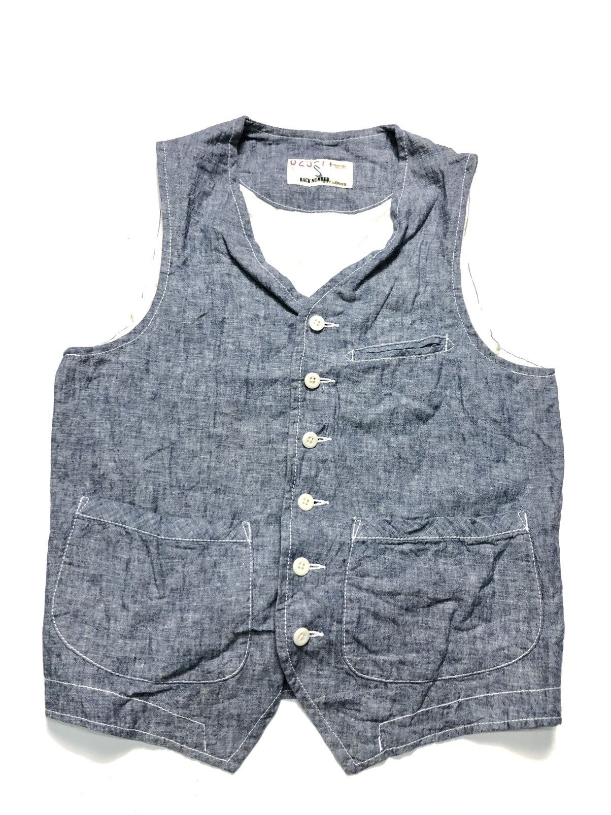 Japanese Brand BACK NUMBER CHAMBRAY VEST JAPAN 🇯🇵 Size US S / EU 44-46 / 1 - 1 Thumbnail