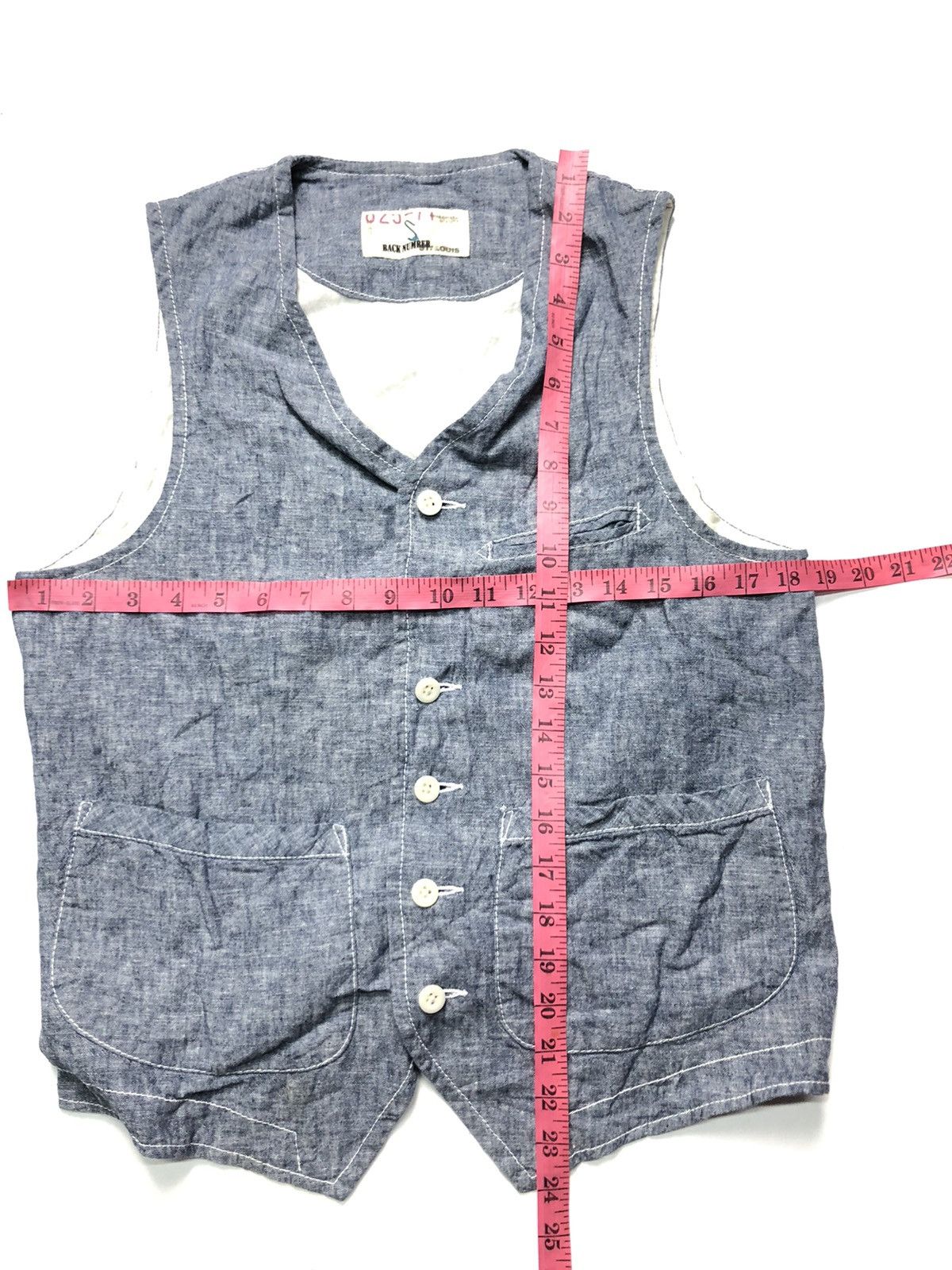 Japanese Brand BACK NUMBER CHAMBRAY VEST JAPAN 🇯🇵 Size US S / EU 44-46 / 1 - 11 Thumbnail