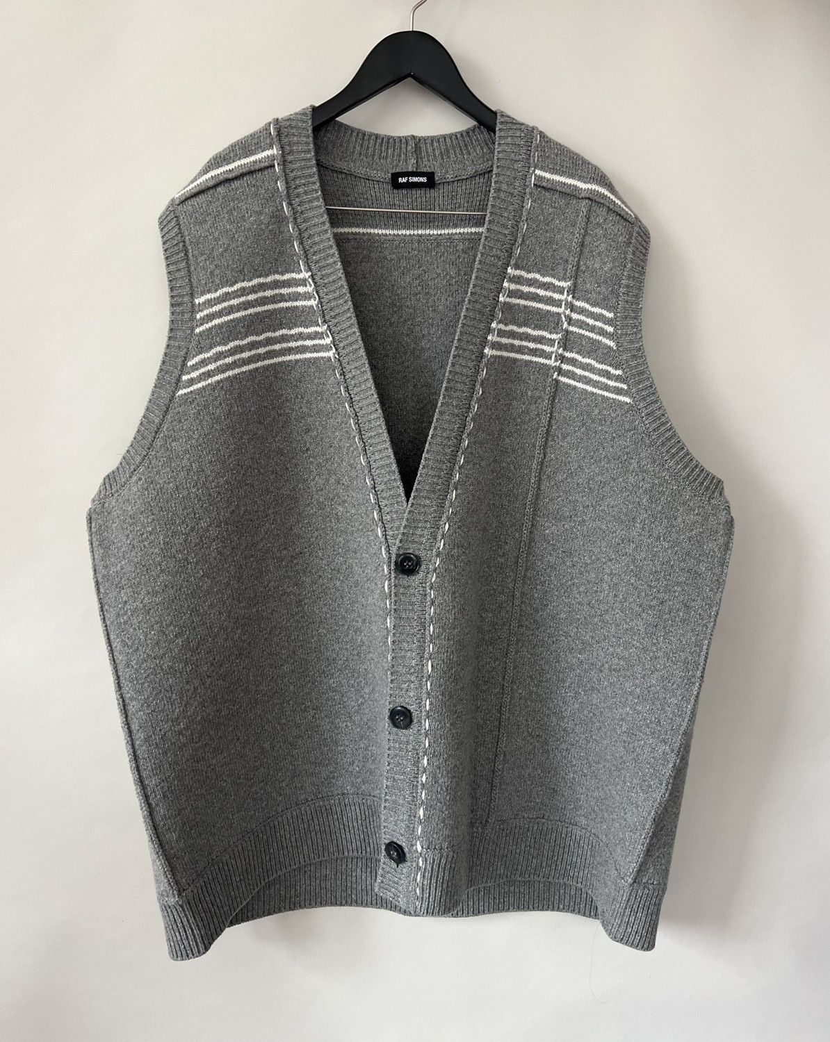 image of Raf Simons Oversized Wool Cardigan in Grey, Men's (Size XL)