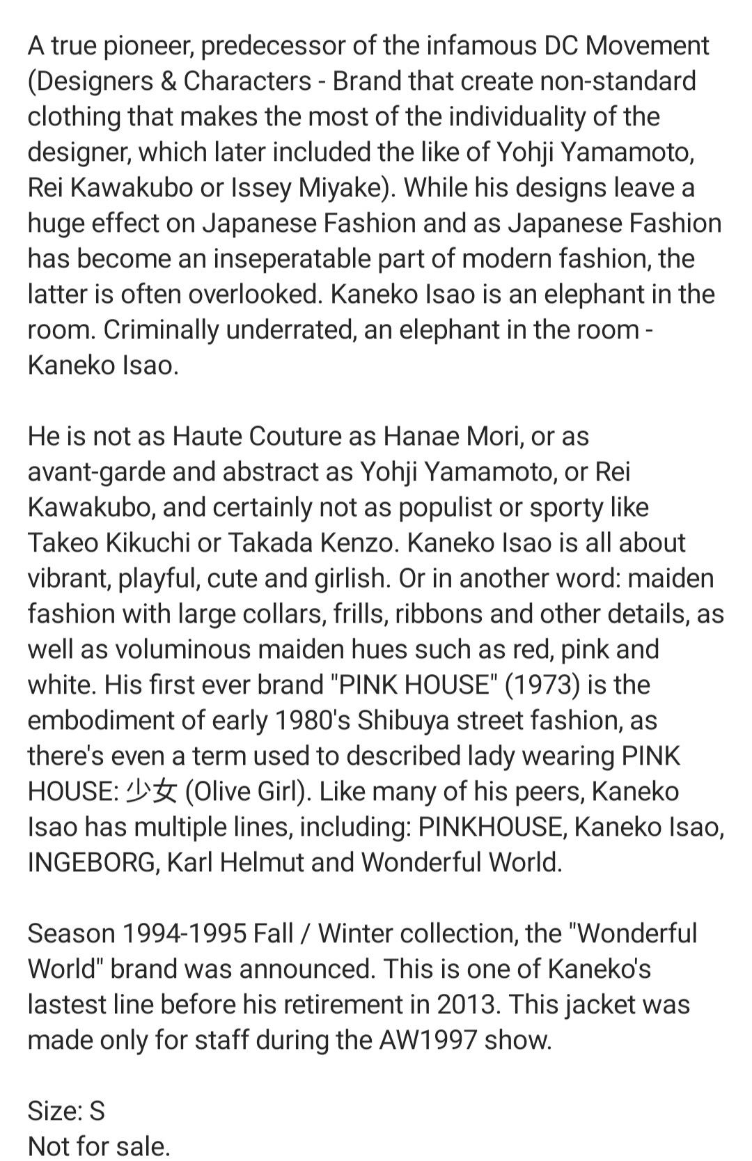 Kaneko Isao Archive ss1996 WONDERFUL WORLD By KANEKO ISAO Stripes tee Size US S / EU 44-46 / 1 - 9 Thumbnail