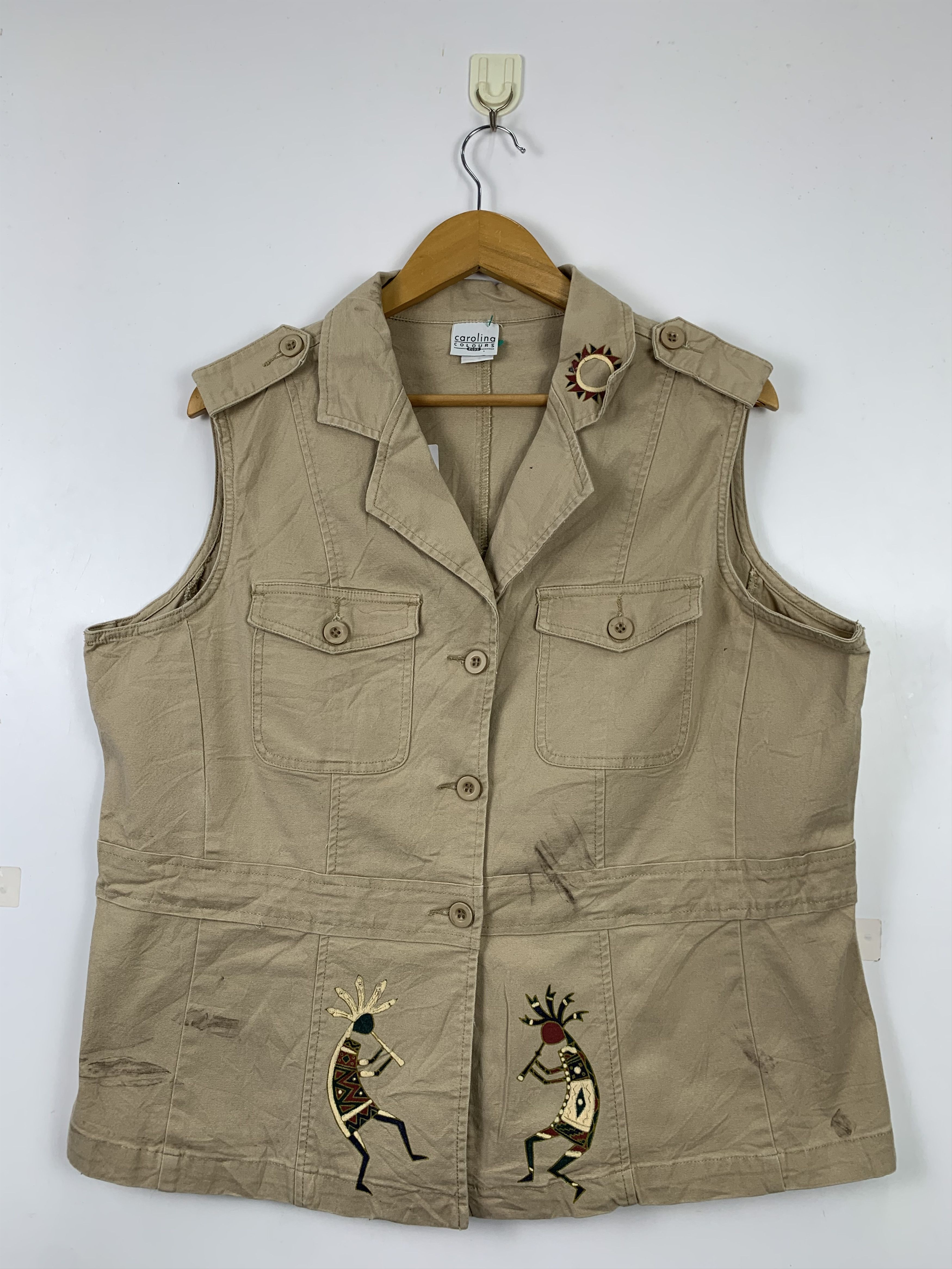 Japanese Brand CAROLINA Aztec Native Navajo Cotton Vests V0119 Size US M / EU 48-50 / 2 - 1 Thumbnail