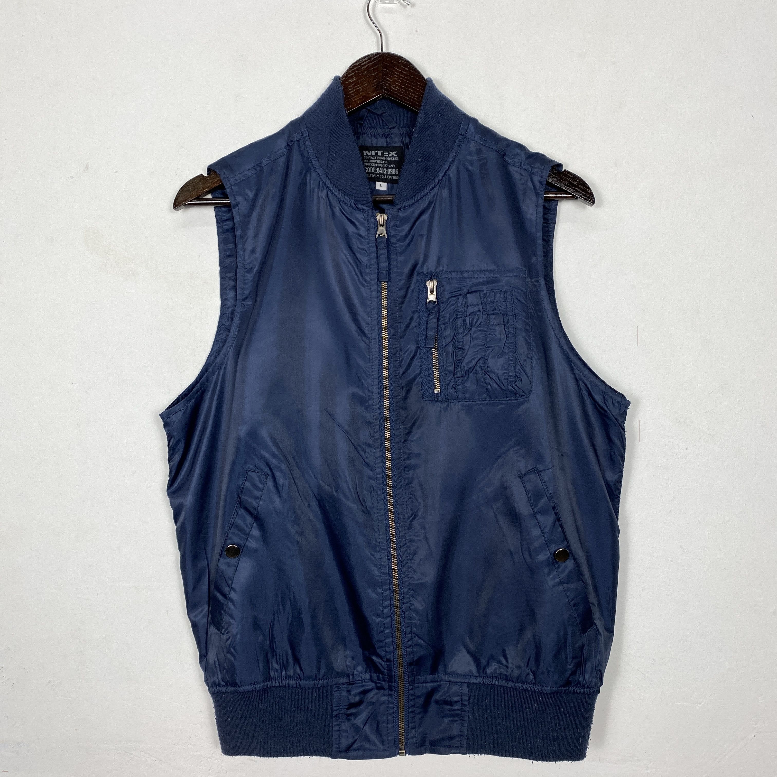 Japanese Brand Vintage Navy Blue Military Vest Like Bombers Size US L / EU 52-54 / 3 - 1 Thumbnail