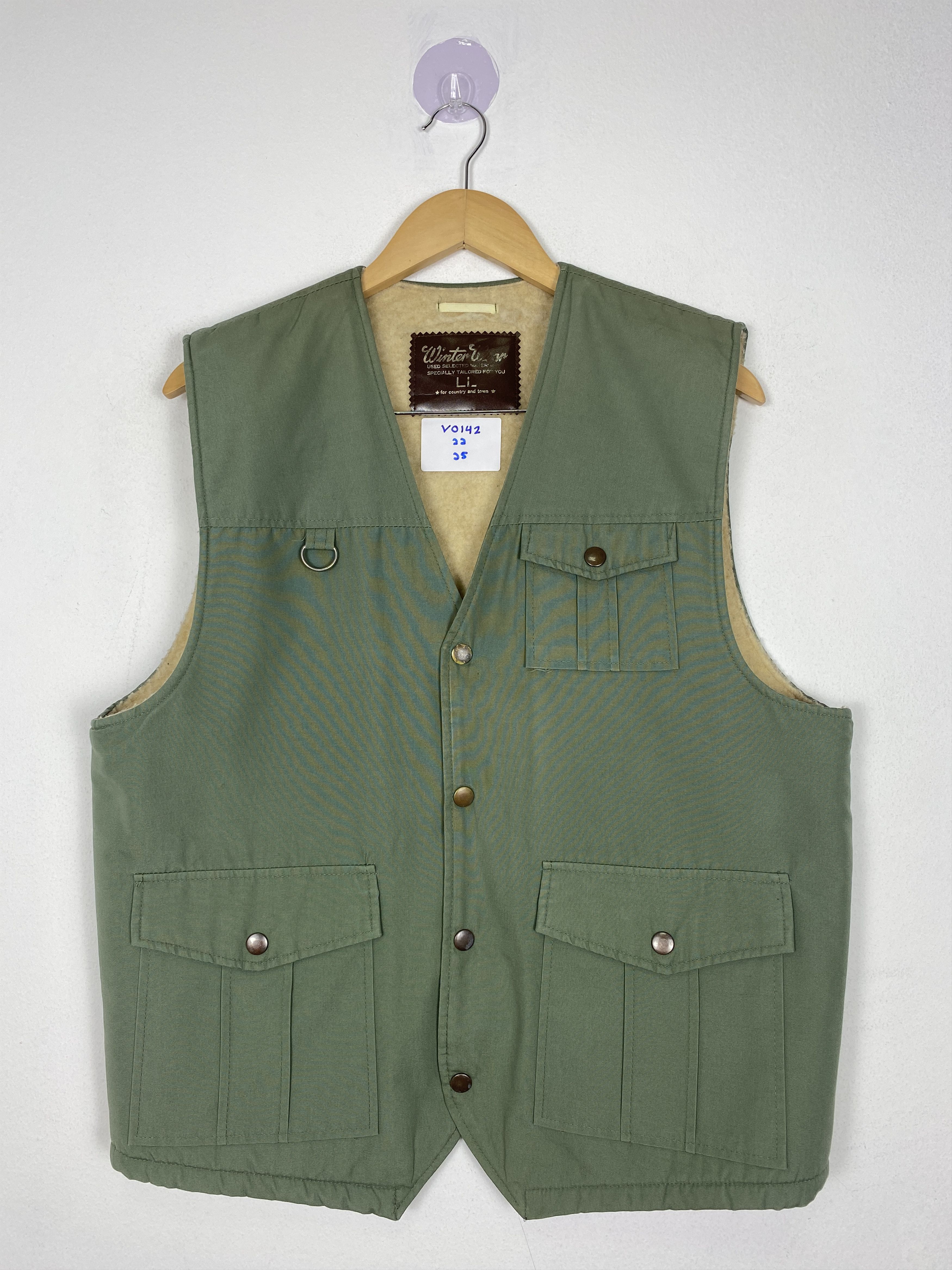 image of Vintage Winter Wear Fleece Lining Vest in Green, Men's (Size Small)