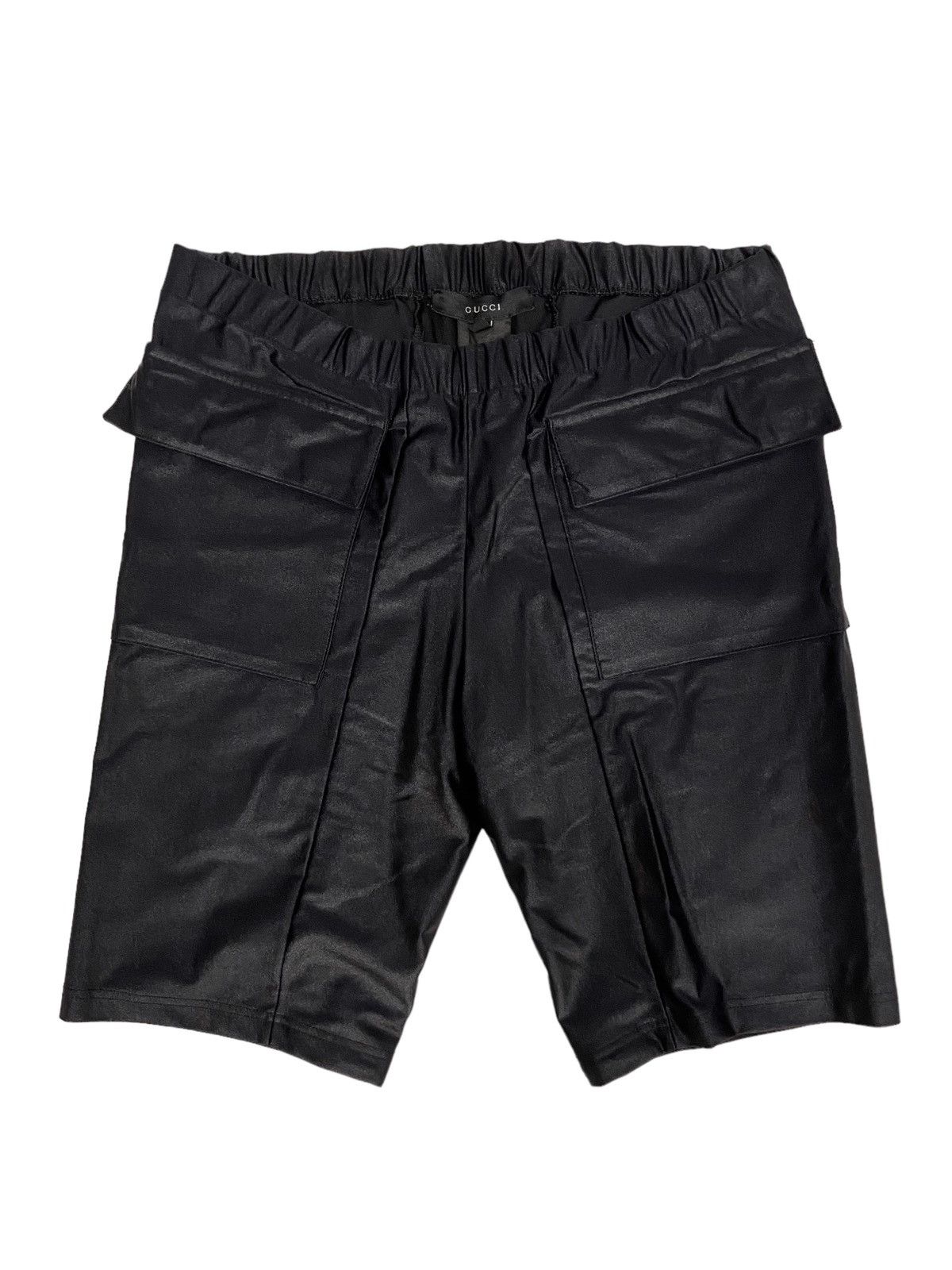 Image of Gucci x Tom Ford S/s 2001 Runway Bike Shorts (Ss01, Pants) in Dark Gray/Black, Men's (Size 30)