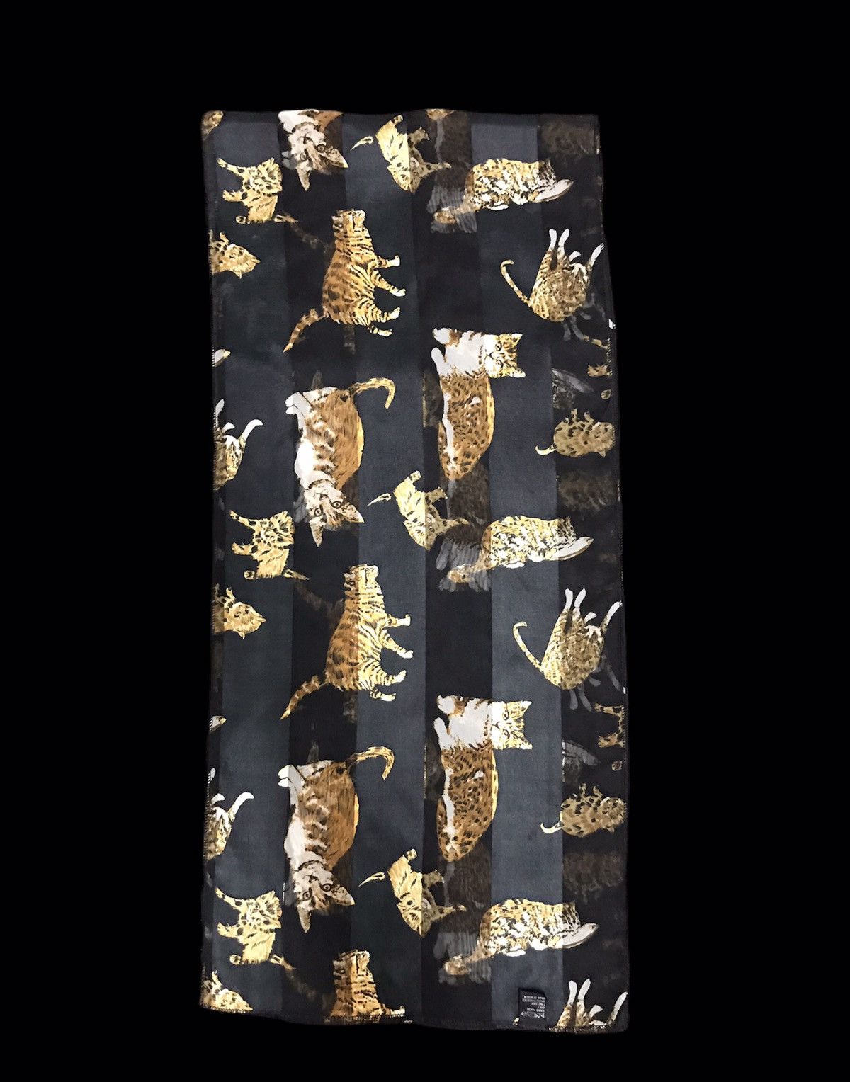 Vintage 90s Silk Scarf Cat Tiger Animal Printed Baroque Nice Size ONE SIZE - 2 Thumbnail