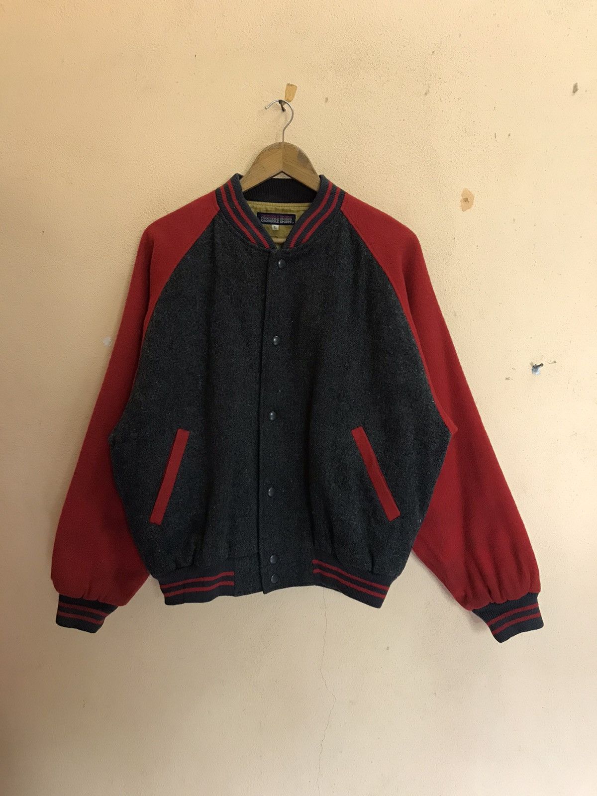 Vintage RARE CROCODILE SPORT WOOL VARSITY JACKET Size US L / EU 52-54 / 3 - 6 Thumbnail
