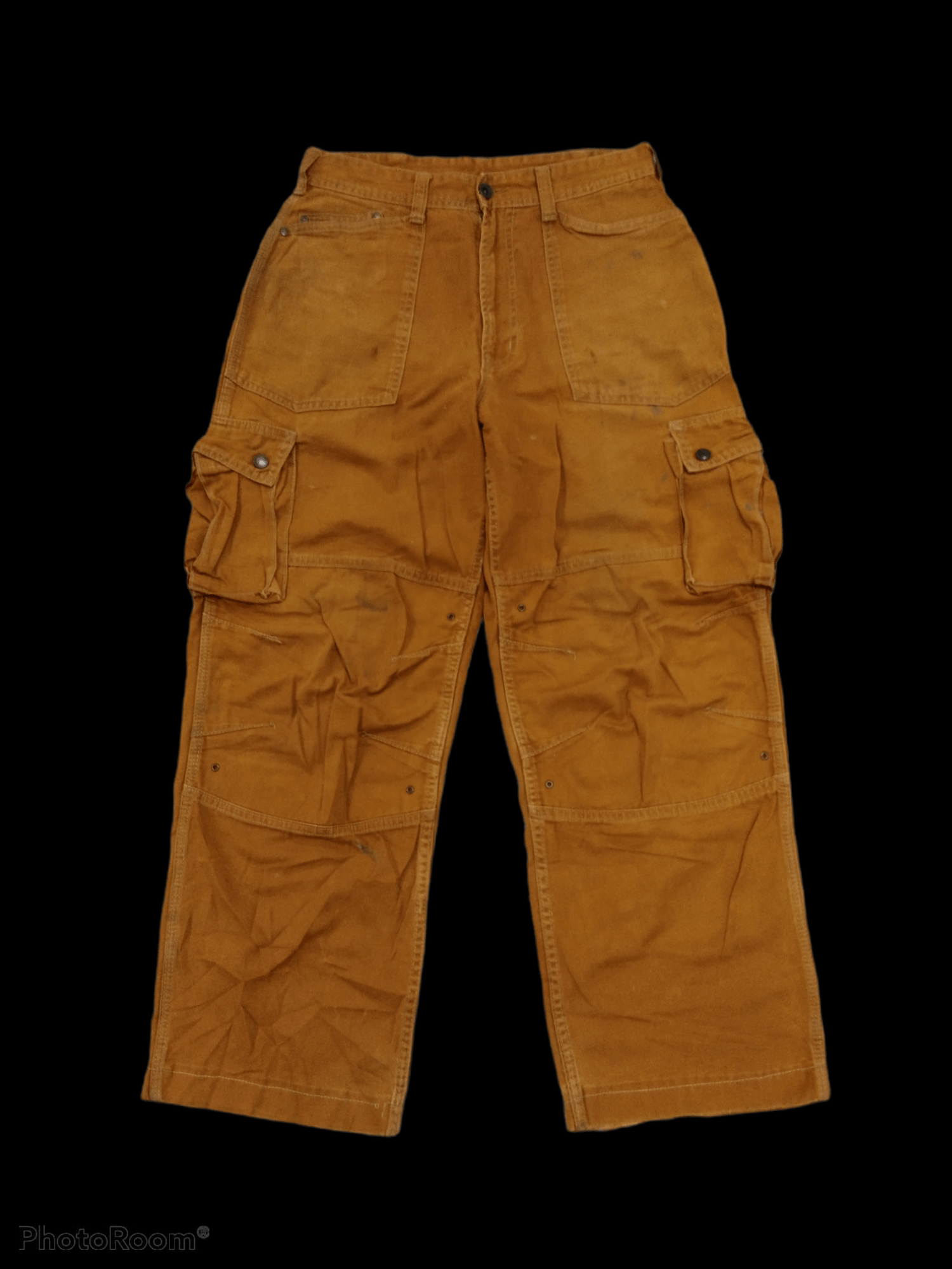 image of Archival Clothing x Distressed Denim Evenriver Japanese Cargo Ballon Baggy Pants in Brown Tan (Size