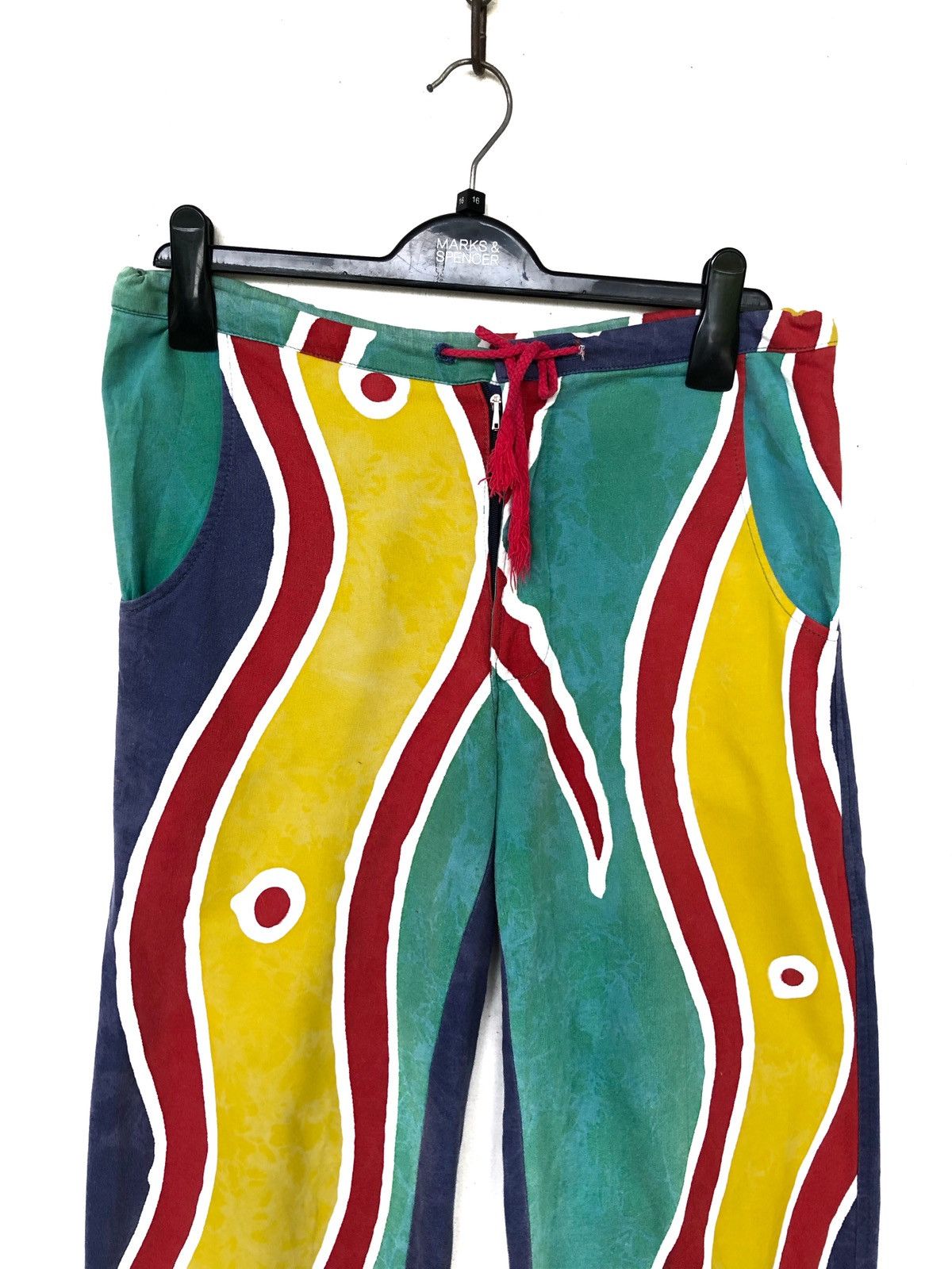 Japanese Brand RARE‼️Aztec 🇯🇵 Fabric Abstract Color Drawstring Pant Size US 34 / EU 50 - 4 Thumbnail