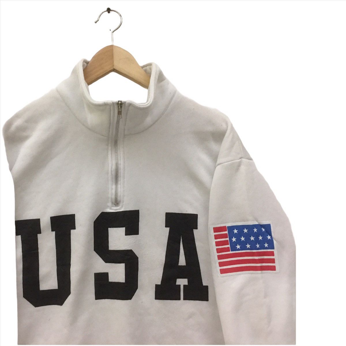 Japanese Brand Vintage USA Halfzip Biglogo USA patches American Flag Size US S / EU 44-46 / 1 - 2 Thumbnail