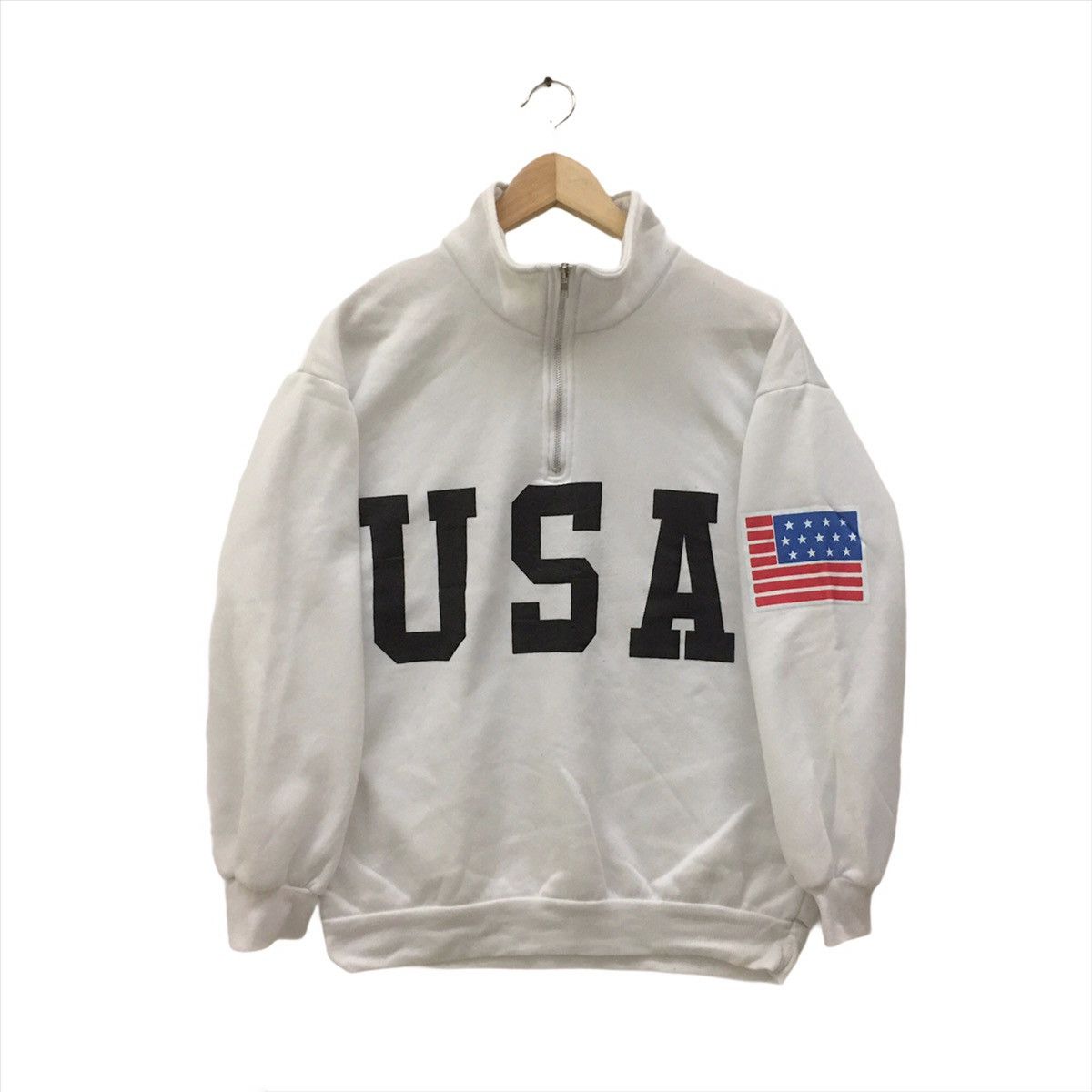 Japanese Brand Vintage USA Halfzip Biglogo USA patches American Flag Size US S / EU 44-46 / 1 - 1 Thumbnail