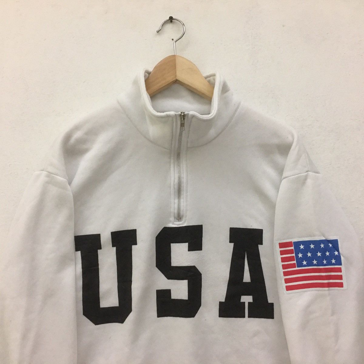 Japanese Brand Vintage USA Halfzip Biglogo USA patches American Flag Size US S / EU 44-46 / 1 - 3 Thumbnail