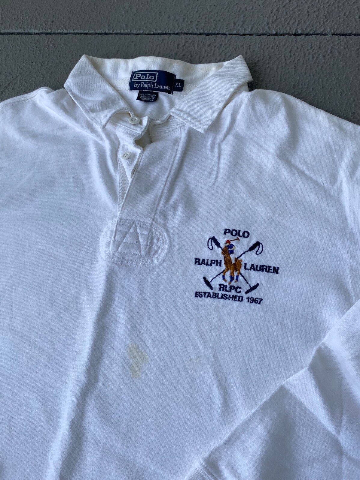 Pre-owned Polo Ralph Lauren X Vintage 90's Polo Ralph Laurent Rugby Polo Pony In White