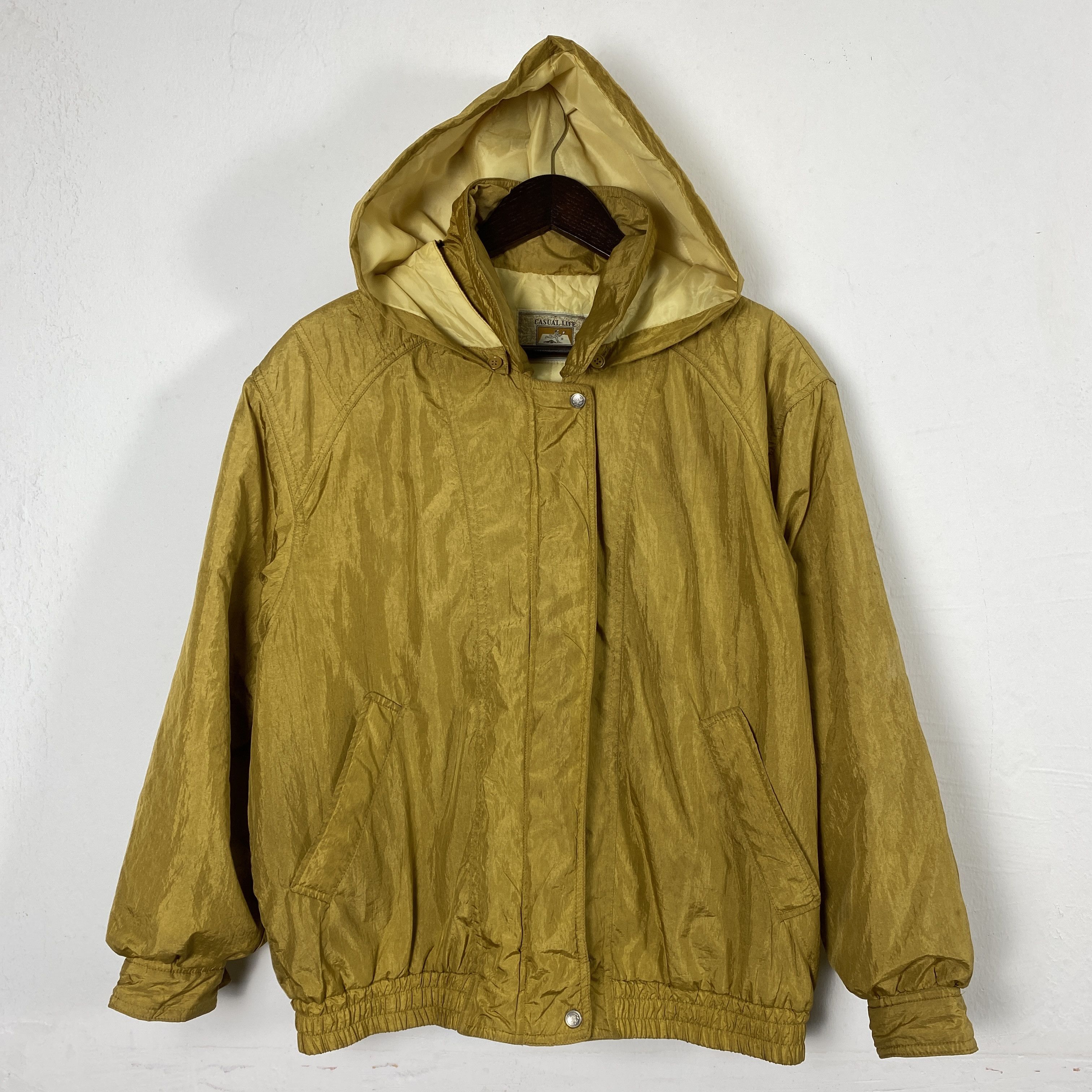 image of Vintage Casual Life Windbreaker Hooded in Yellow, Men's (Size Small)
