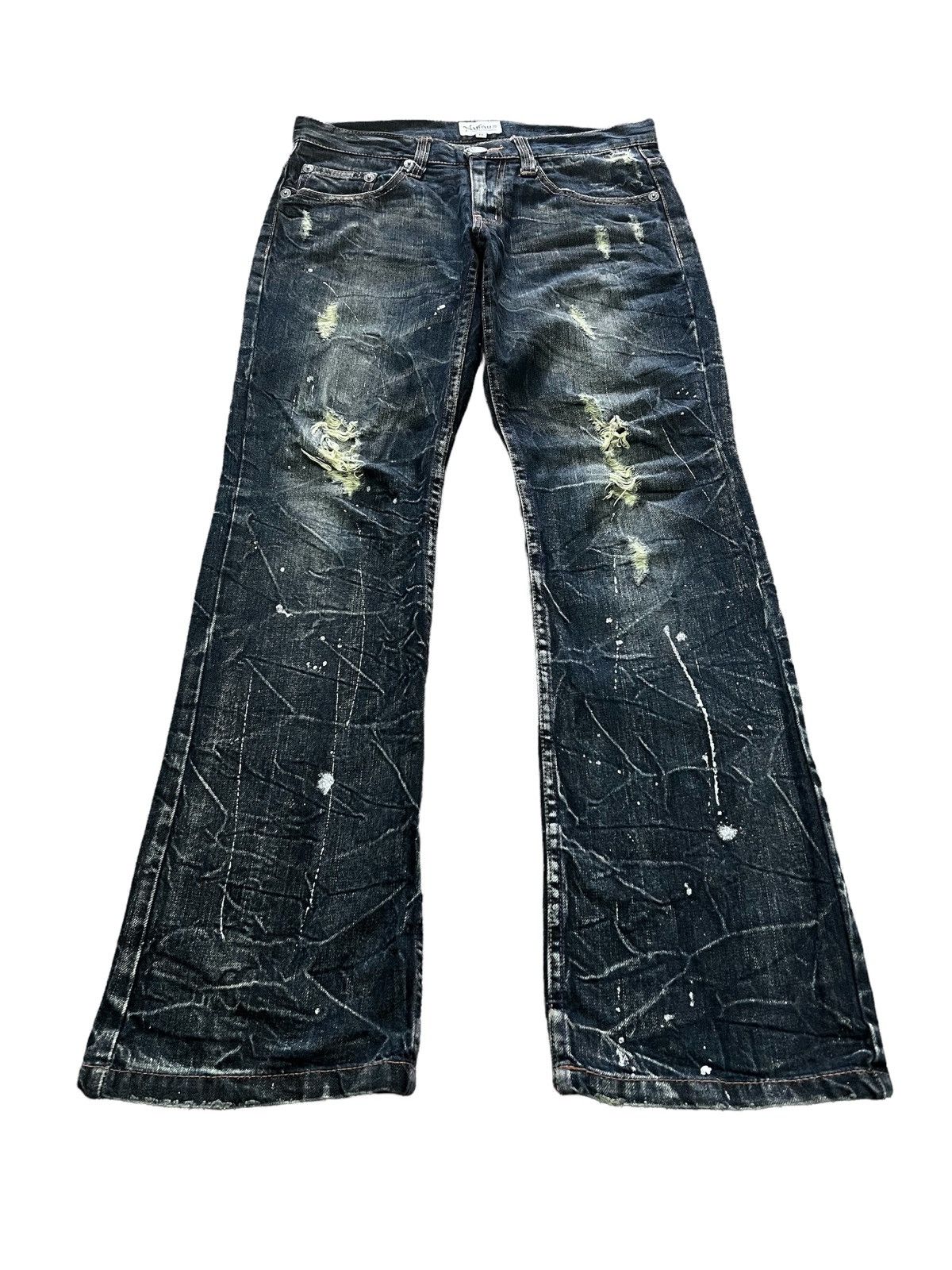 Other FLARED NYLAUS THRASHED RIPPED DENIM PANTS Size US 32 / EU 48 - 6 Thumbnail