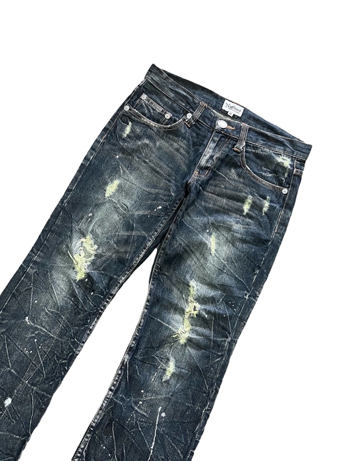 Other FLARED NYLAUS THRASHED RIPPED DENIM PANTS Size US 32 / EU 48 - 2 Thumbnail