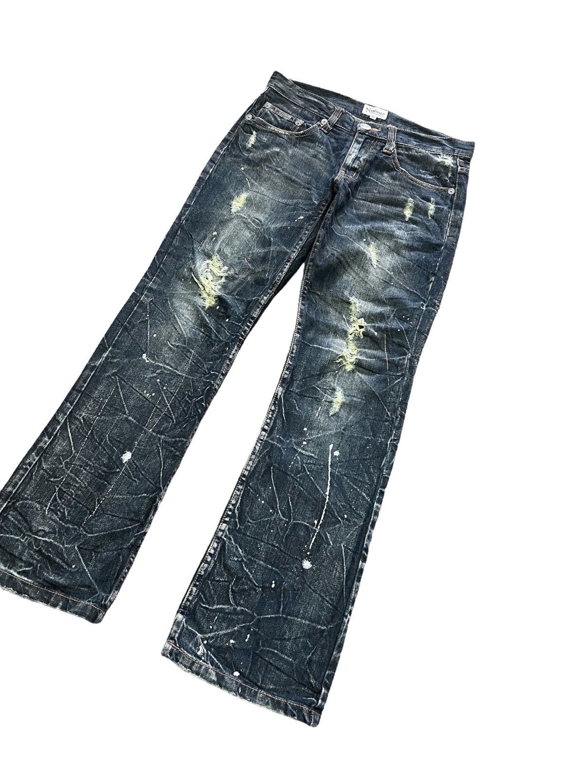 Other FLARED NYLAUS THRASHED RIPPED DENIM PANTS Size US 32 / EU 48 - 3 Thumbnail
