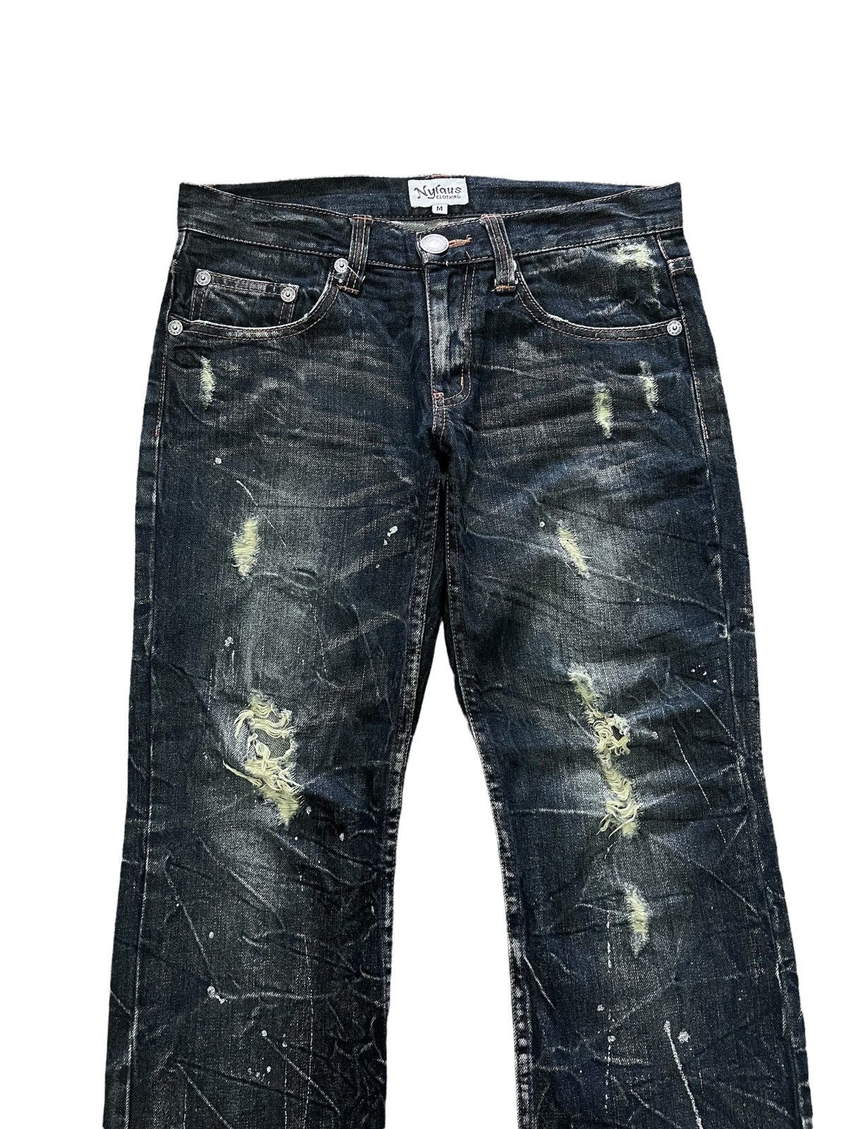 Other FLARED NYLAUS THRASHED RIPPED DENIM PANTS Size US 32 / EU 48 - 5 Thumbnail