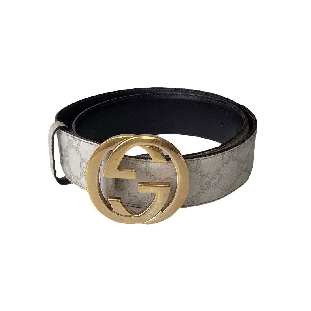 Gucci GUCCI BEIGE BELT GUCCISSIMA SUPREME Gg SIGNATURE GOLD BUCKLE Size 28 - 1 Thumbnail