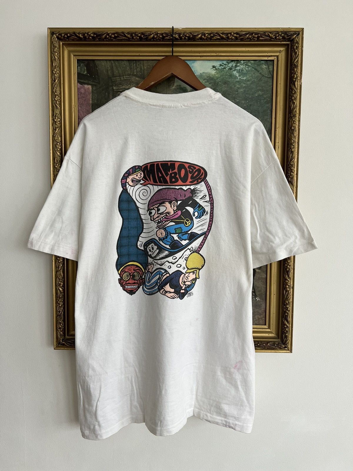 Band Tees Vintage 1993 Mambosok Surfing Snowboards White Tee Size US XL / EU 56 / 4 - 1 Thumbnail