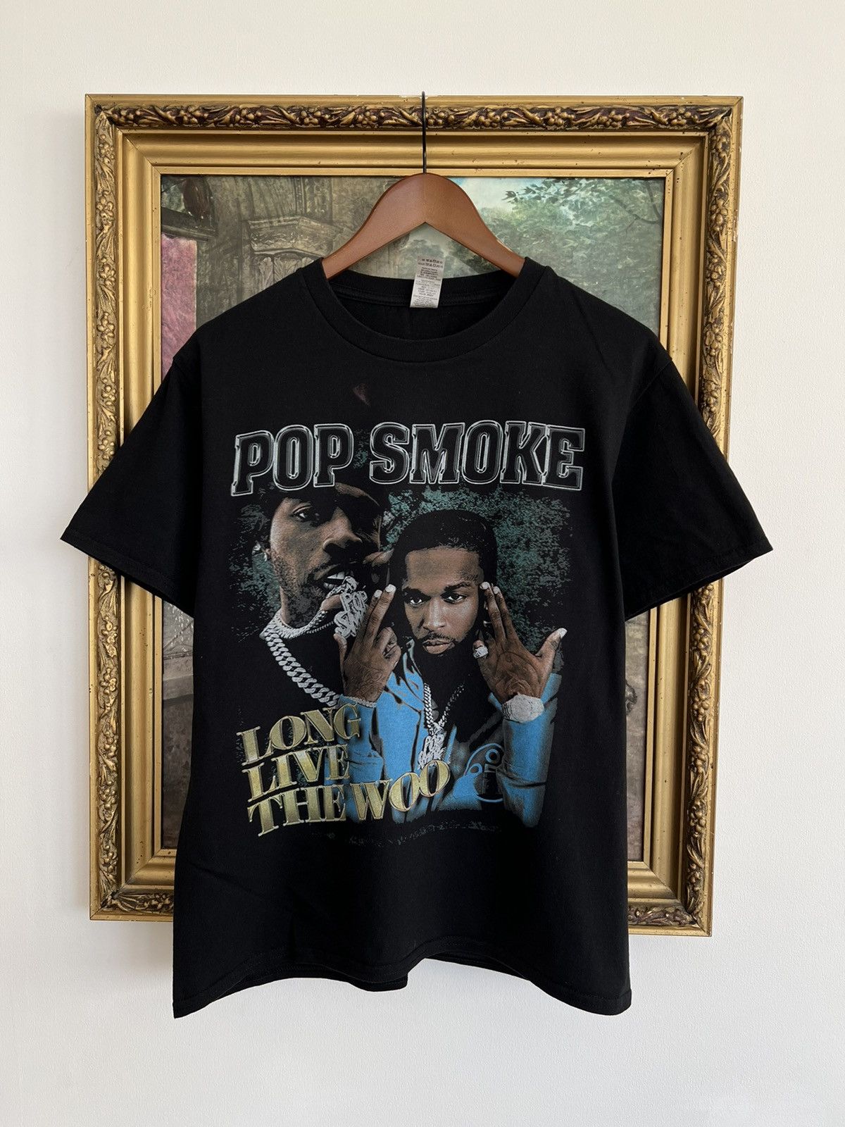 Band Tees Vintage Pop Smoke Long Live The Woo Rap Black Tee Size US M / EU 48-50 / 2 - 1 Thumbnail