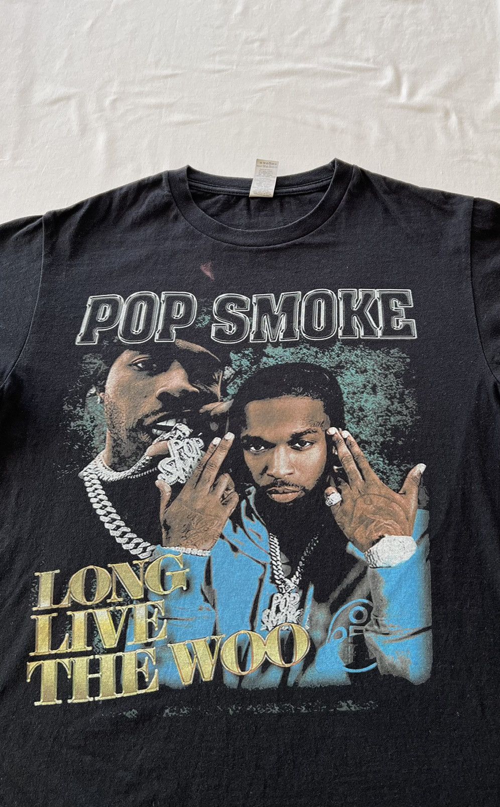 Band Tees Vintage Pop Smoke Long Live The Woo Rap Black Tee Size US M / EU 48-50 / 2 - 3 Thumbnail