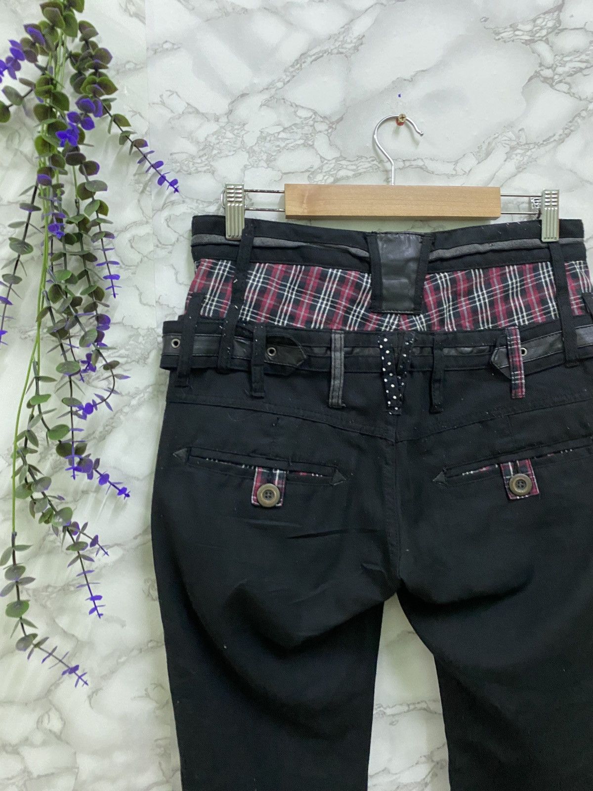 Designer × Japanese Brand Japanese DOUBLEFOCUS Bondage Tartan Design Double Waist Pant Size US 28 / EU 44 - 10 Thumbnail