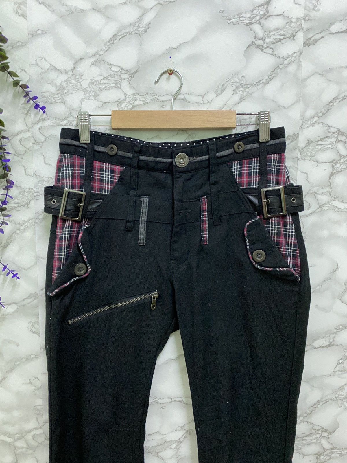 Designer × Japanese Brand Japanese DOUBLEFOCUS Bondage Tartan Design Double Waist Pant Size US 28 / EU 44 - 3 Thumbnail