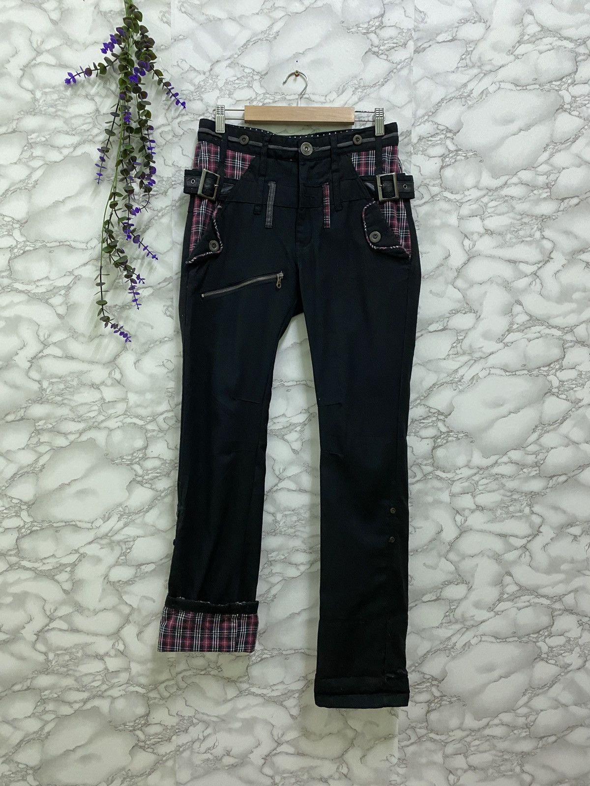 Designer × Japanese Brand Japanese DOUBLEFOCUS Bondage Tartan Design Double Waist Pant Size US 28 / EU 44 - 7 Thumbnail