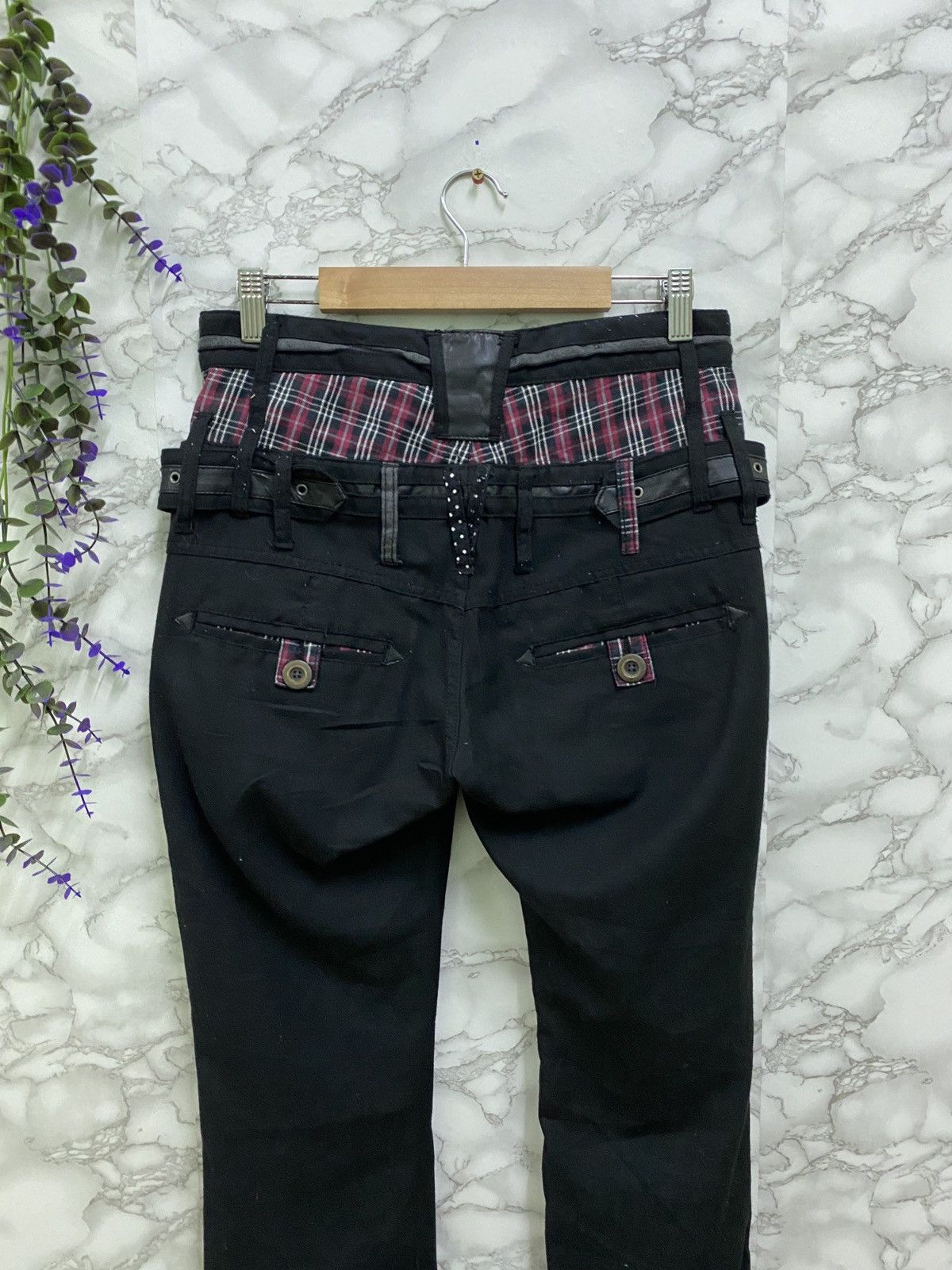 Designer × Japanese Brand Japanese DOUBLEFOCUS Bondage Tartan Design Double Waist Pant Size US 28 / EU 44 - 9 Thumbnail