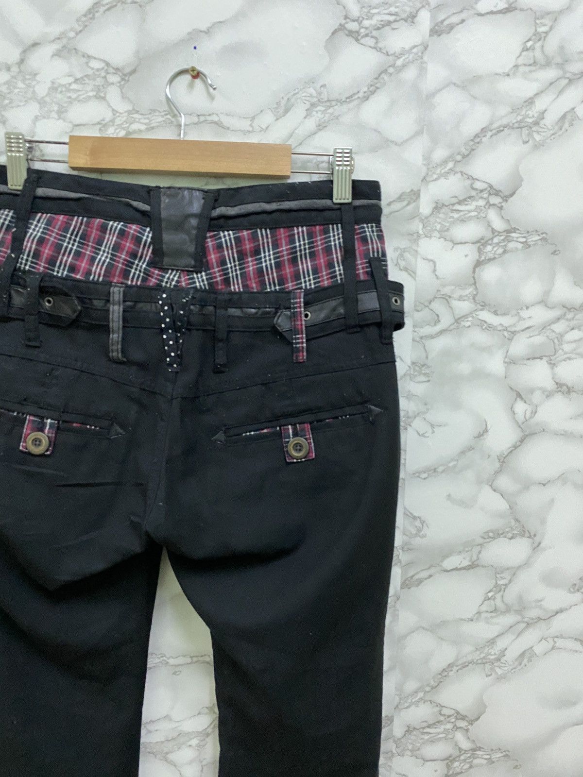 Designer × Japanese Brand Japanese DOUBLEFOCUS Bondage Tartan Design Double Waist Pant Size US 28 / EU 44 - 11 Thumbnail