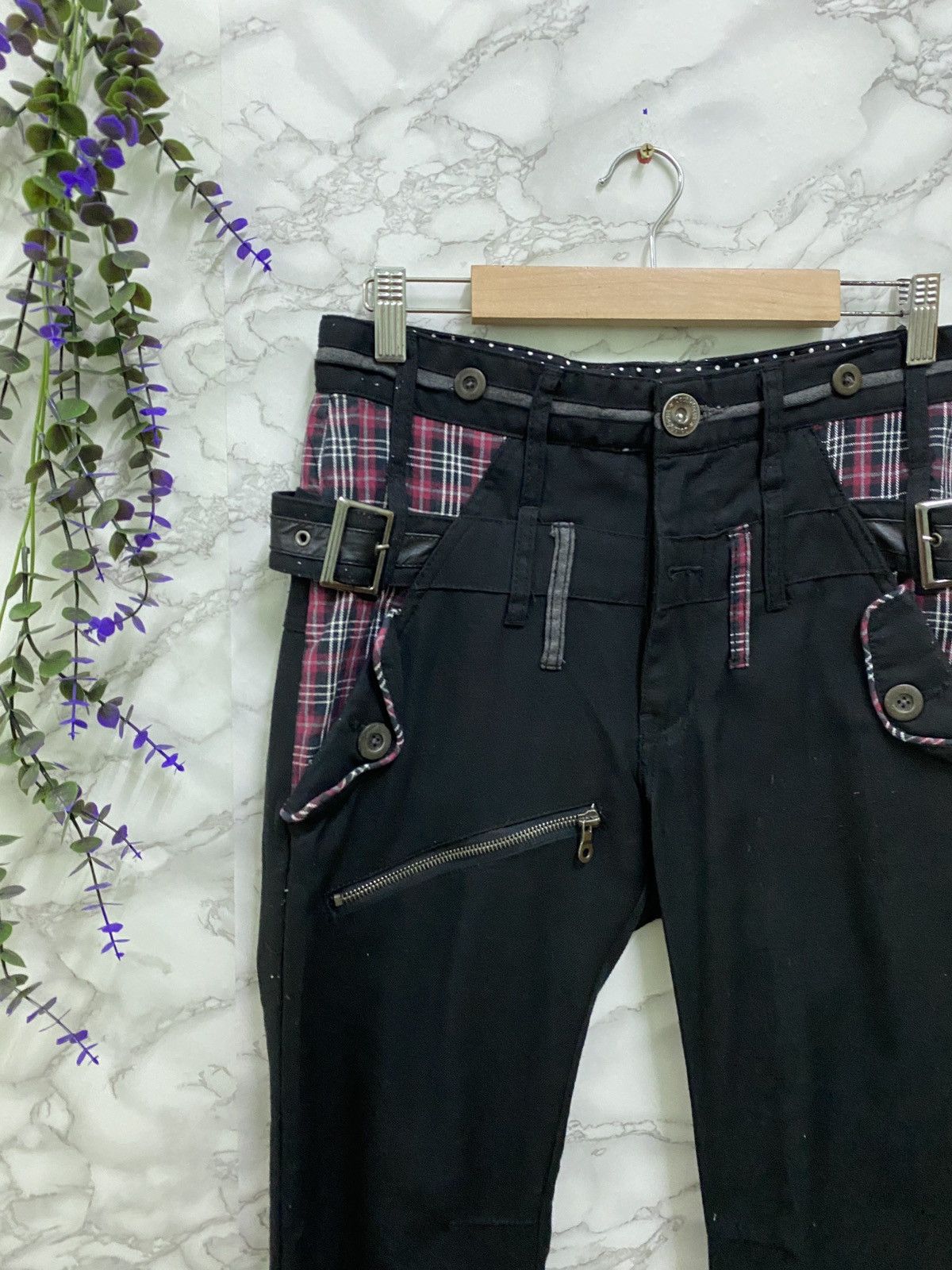 Designer × Japanese Brand Japanese DOUBLEFOCUS Bondage Tartan Design Double Waist Pant Size US 28 / EU 44 - 4 Thumbnail