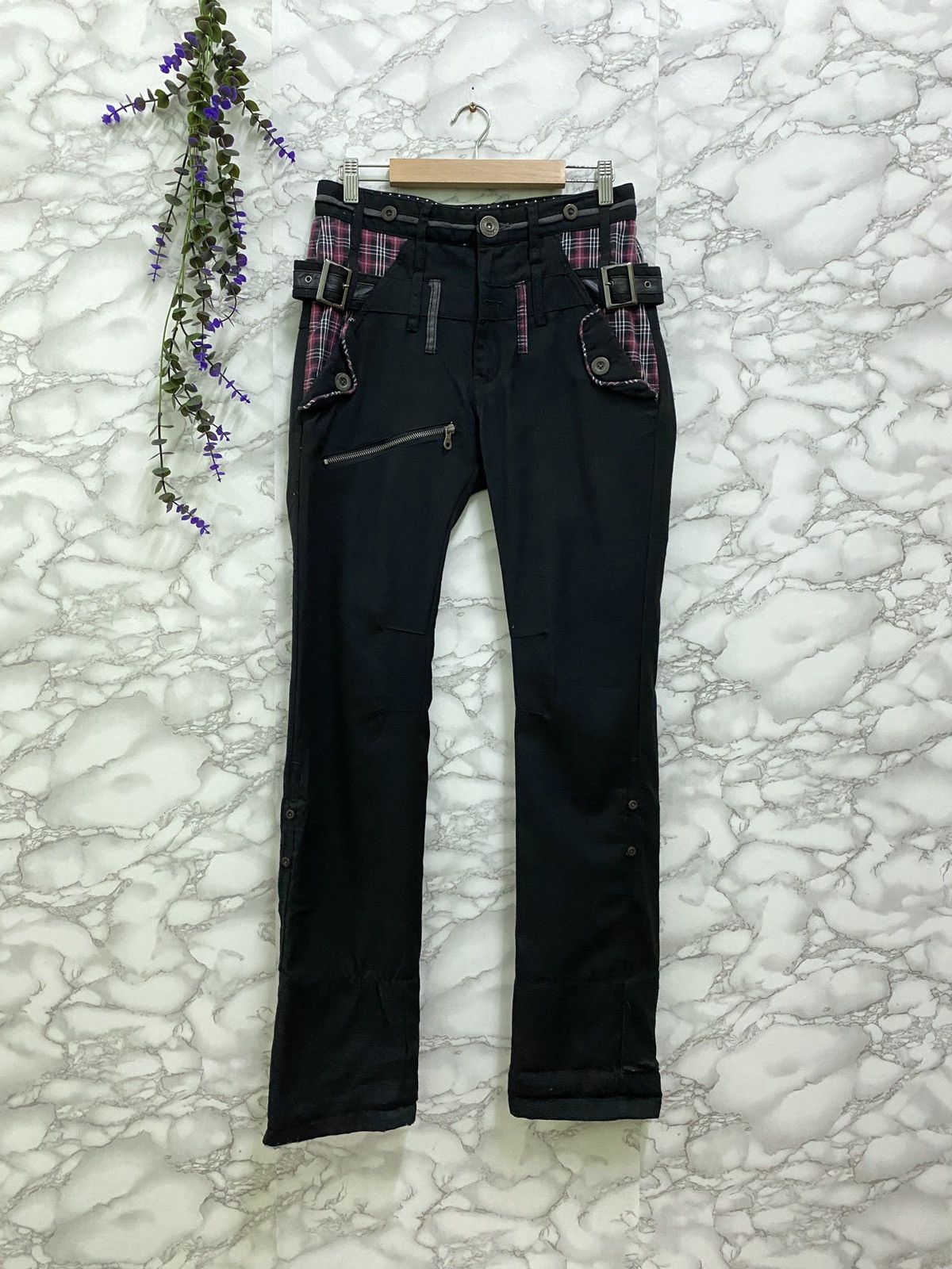 Designer × Japanese Brand Japanese DOUBLEFOCUS Bondage Tartan Design Double Waist Pant Size US 28 / EU 44 - 1 Thumbnail