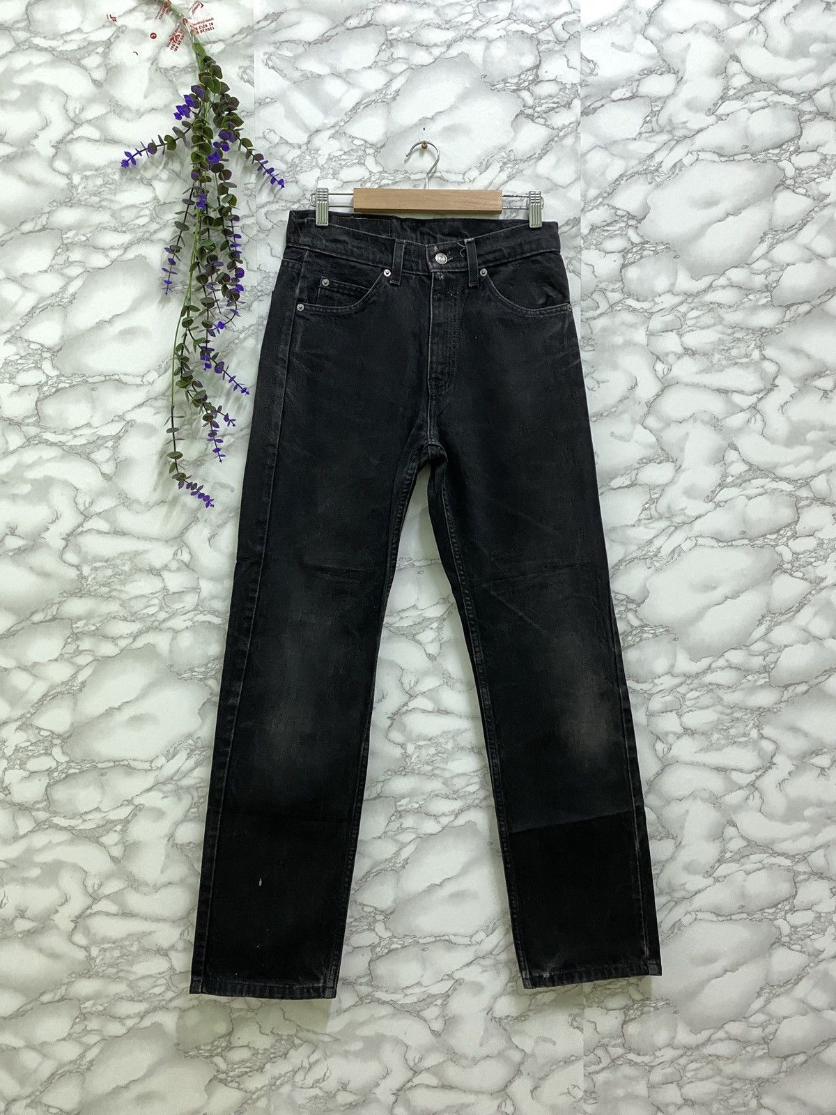image of Vintage 90's Levis 505 Orange Tab Regular Fit Denim Jeans in Black, Men's (Size 27)