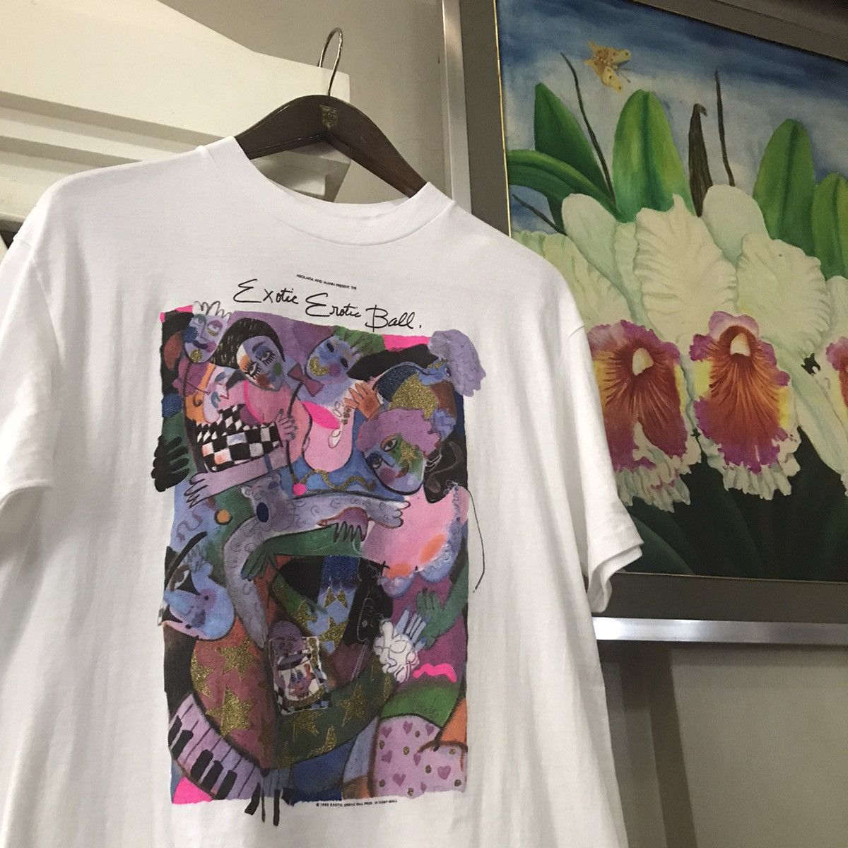 image of VTG ‘90S Kathy Donahey Art Tee Shirt Abolafia And Mann in White, Men's (Size Large)