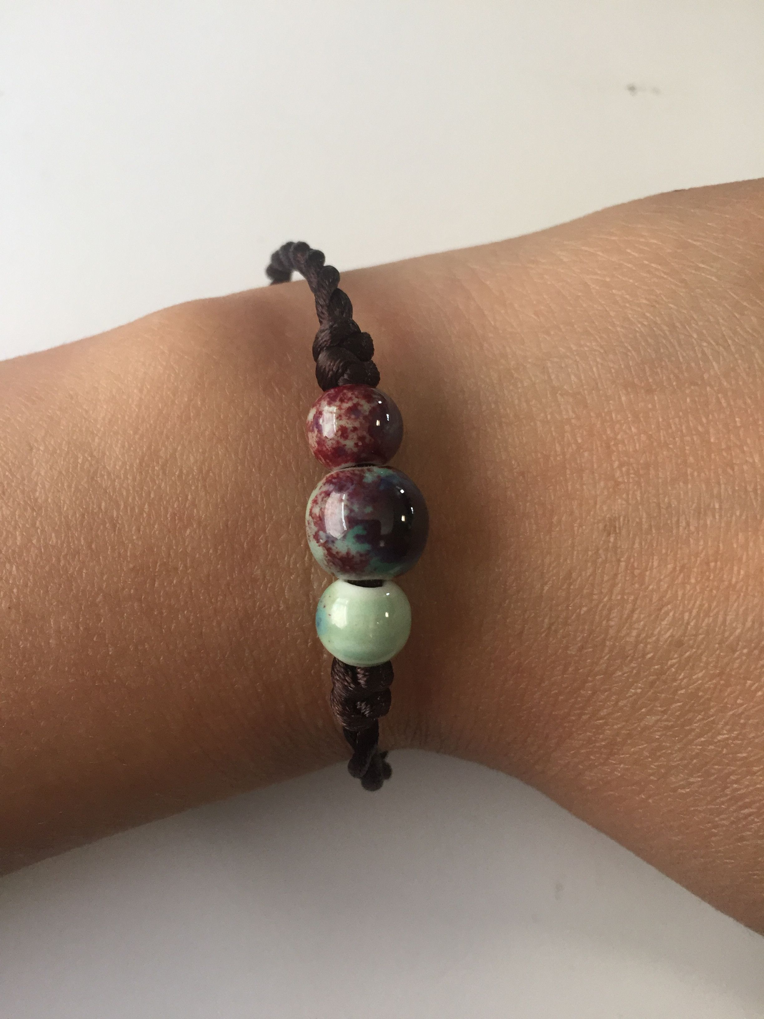 Handmade Asian Style Ceramic beads Minimalist Rope Bracelet Size ONE SIZE - 3 Thumbnail