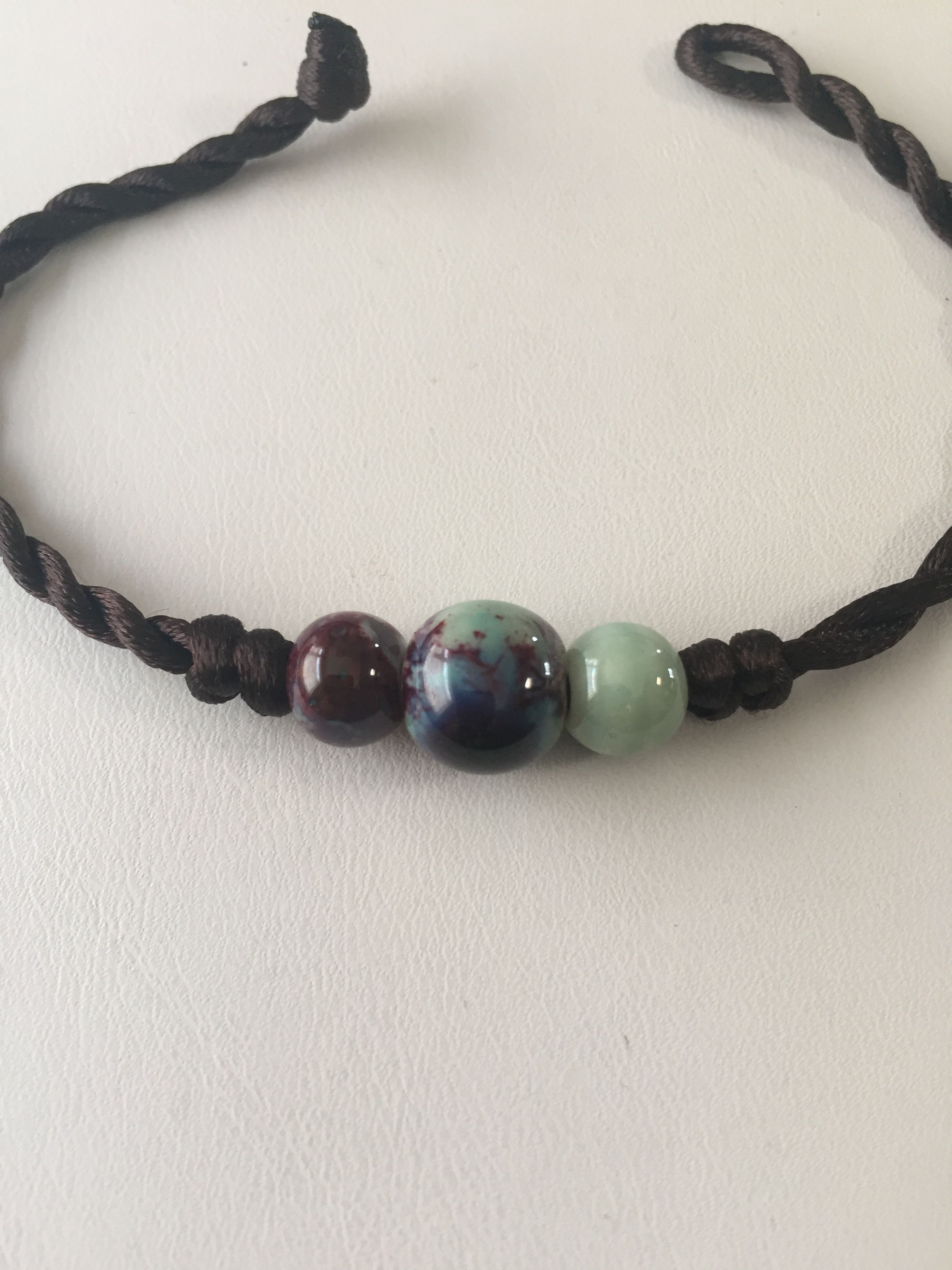 Handmade Asian Style Ceramic beads Minimalist Rope Bracelet Size ONE SIZE - 2 Thumbnail