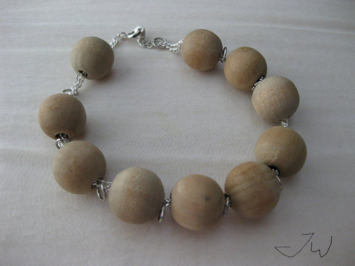Handmade Wood Beads Double Chain Bracelet Size ONE SIZE - 2 Thumbnail
