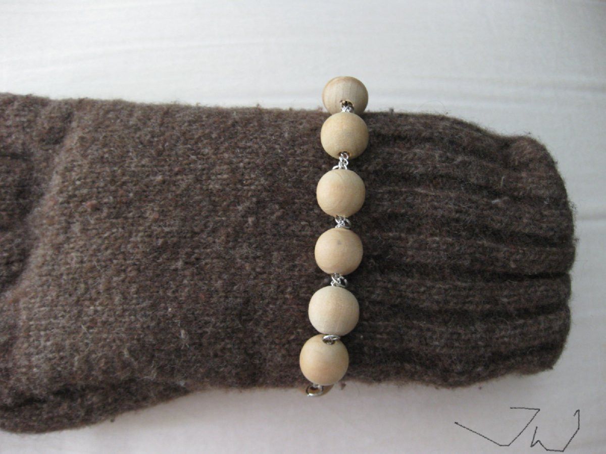 Handmade Wood Beads Double Chain Bracelet Size ONE SIZE - 3 Thumbnail