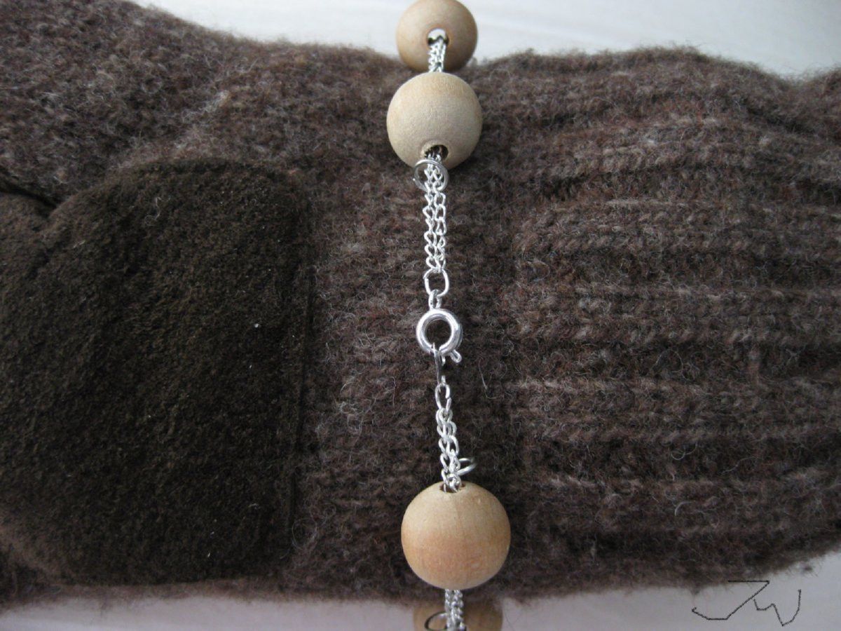 Handmade Wood Beads Double Chain Bracelet Size ONE SIZE - 5 Thumbnail