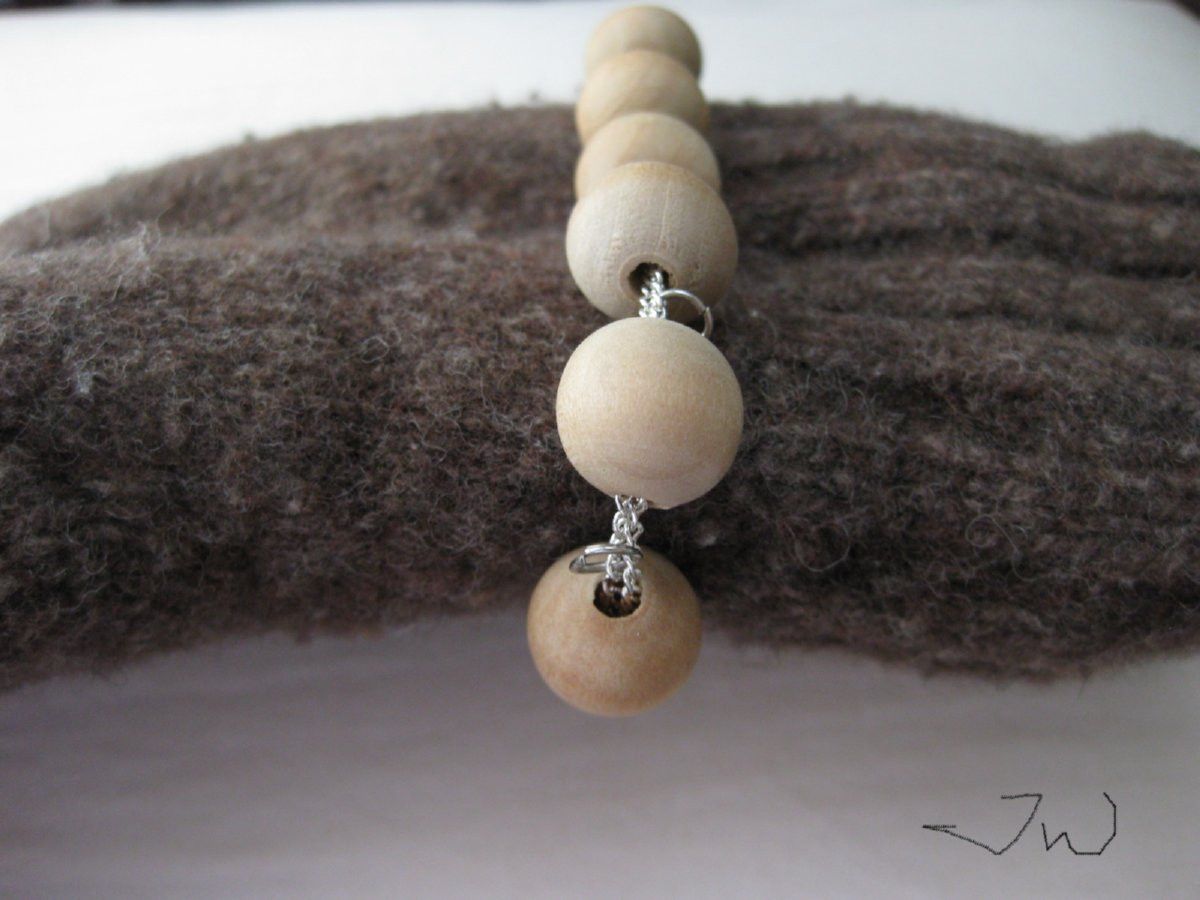 Handmade Wood Beads Double Chain Bracelet Size ONE SIZE - 4 Thumbnail