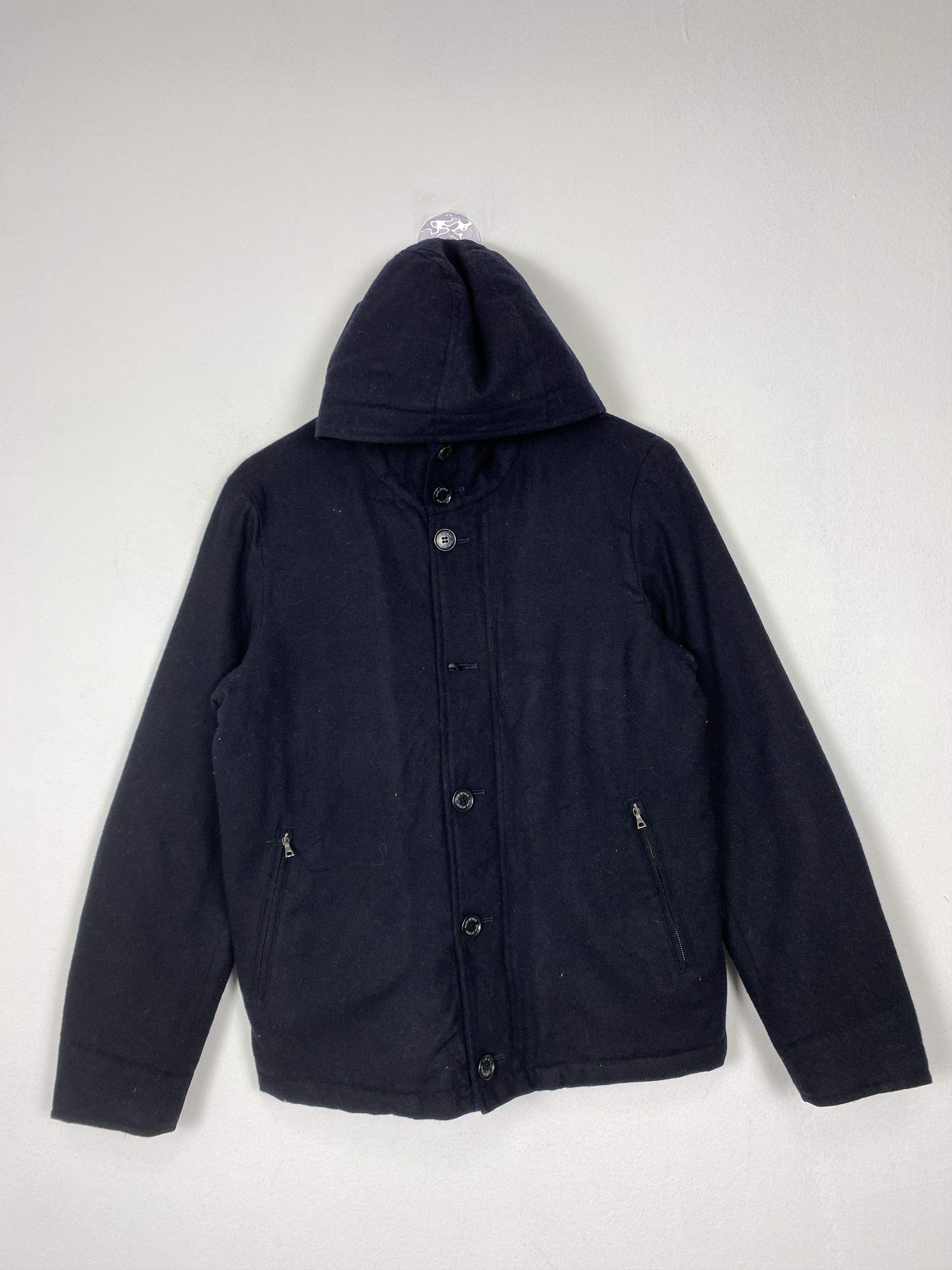 image of Ships Jet Blue Hoodie Button Up Jacket in Black, Men's (Size Small)