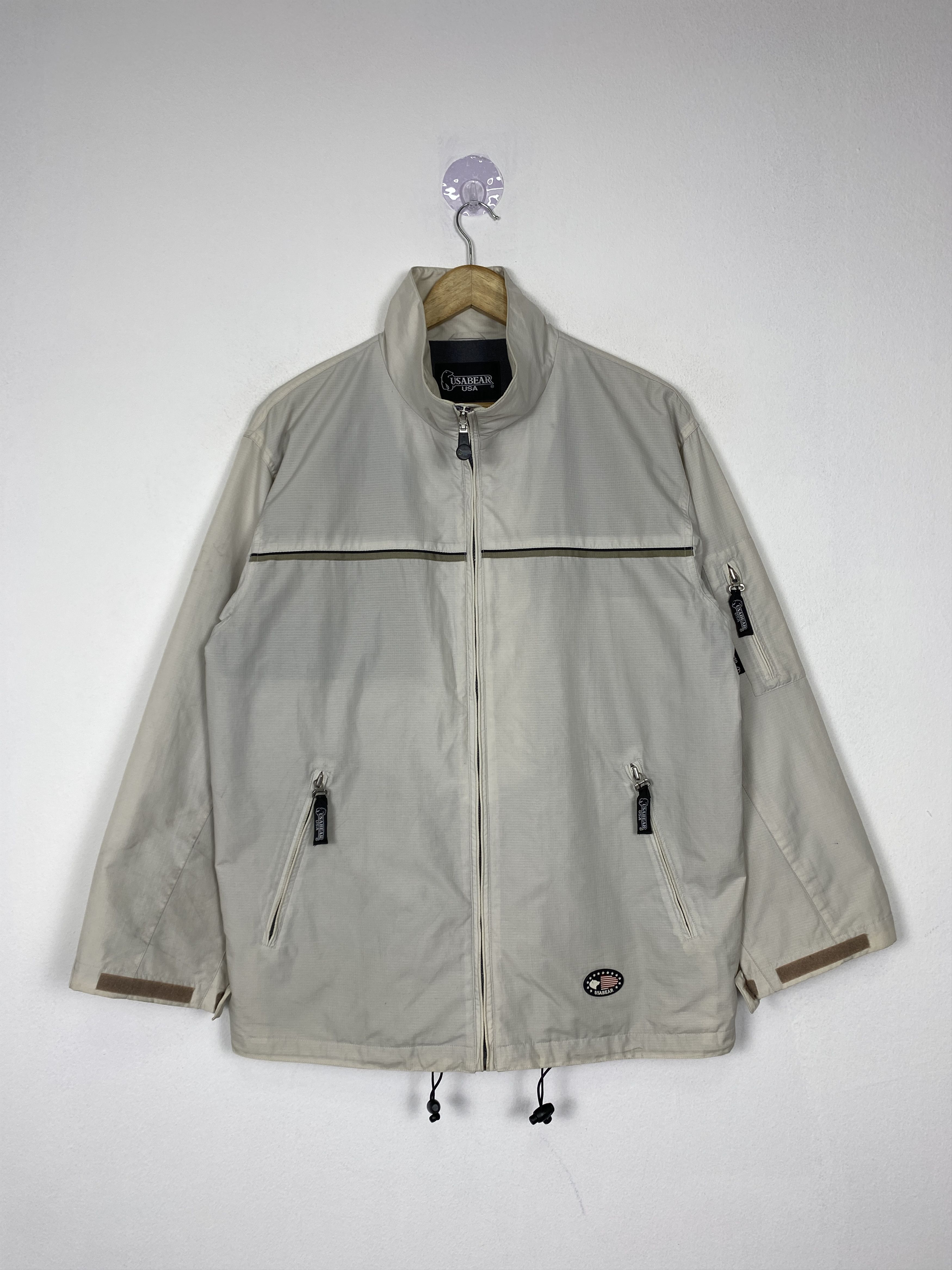 image of Made In USA x Vintage Usa Bear Zip Up Jacket in White, Men's (Size Small)