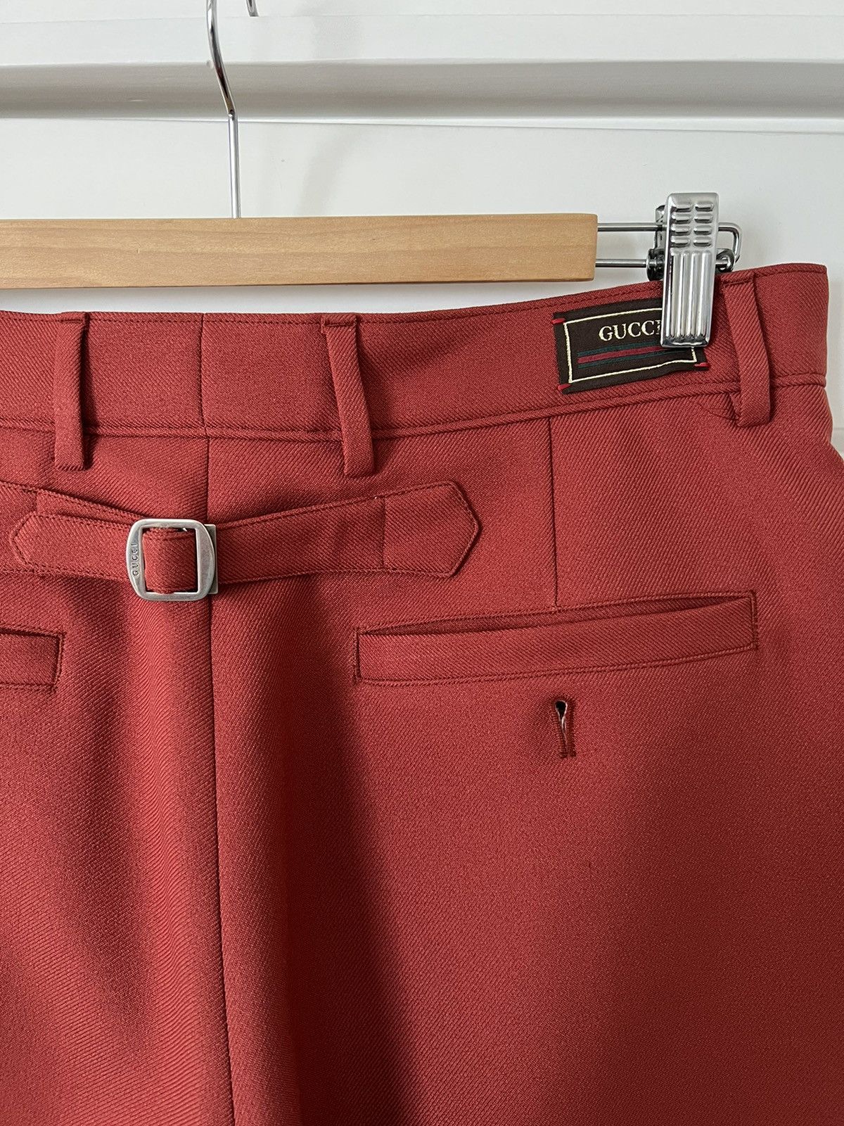 Gucci Gucci maroon polyester buckle back trouser Size US 32 / EU 48 - 4 Thumbnail