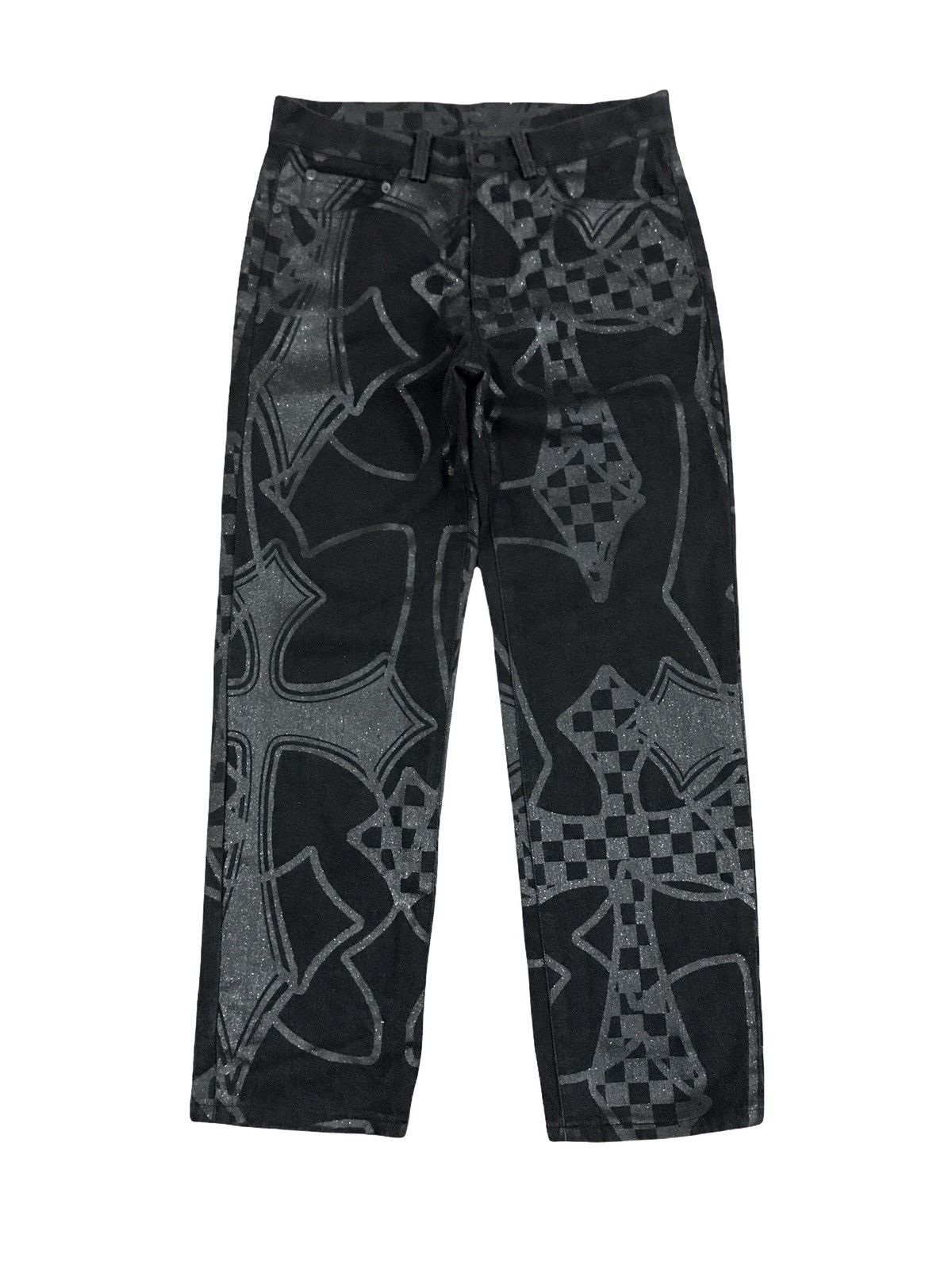 image of 20471120 Ficce Japan All Over Print Crucifix Gold Dust Print Jeans in Black, Men's (Size 29)