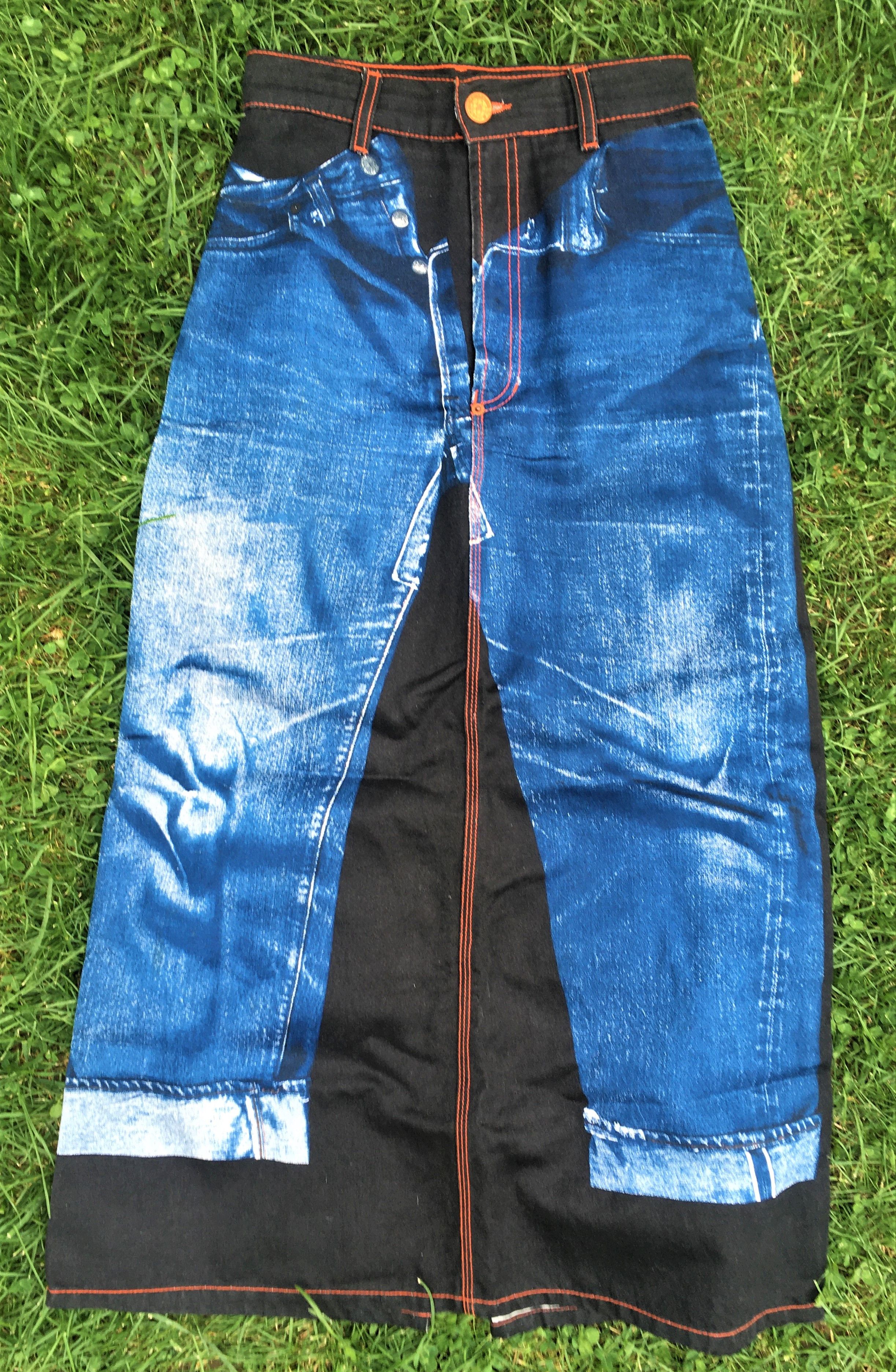 Jean Paul Gaultier Jean Paul Gaultier Denim Jeans Optic Opctical Illusion Skirt Size 26" / US 2 / IT 38 - 1 Thumbnail