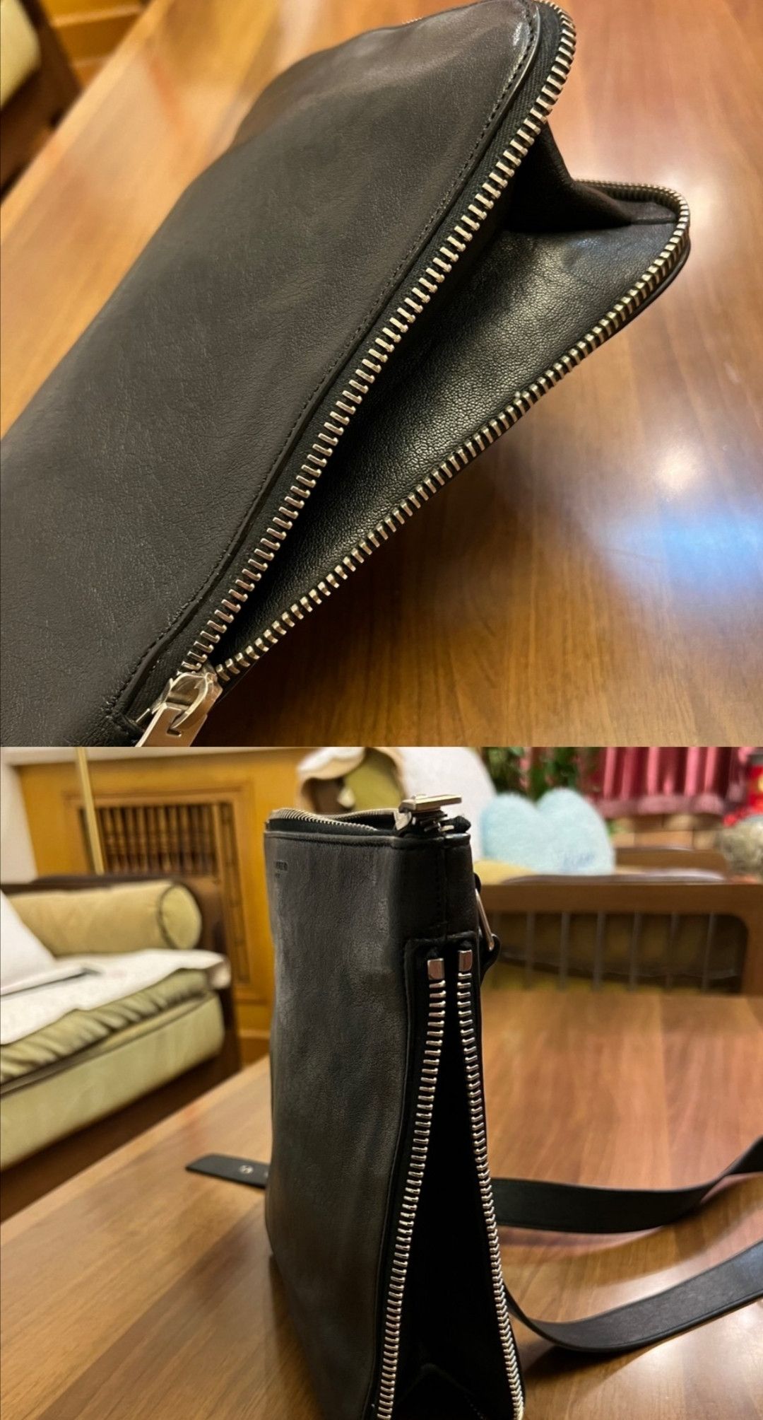 Saint Laurent Paris Saint Laurent Large curved zipped cowhide shoulder bag Size ONE SIZE - 7 Thumbnail