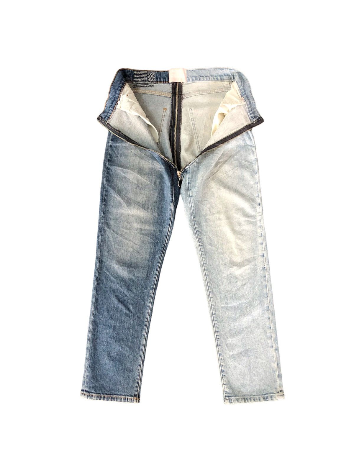 Beauty Beast Size 29/26.5 - Rare Revice Mixed jeans split zipper cut Size US 29 - 1 Thumbnail